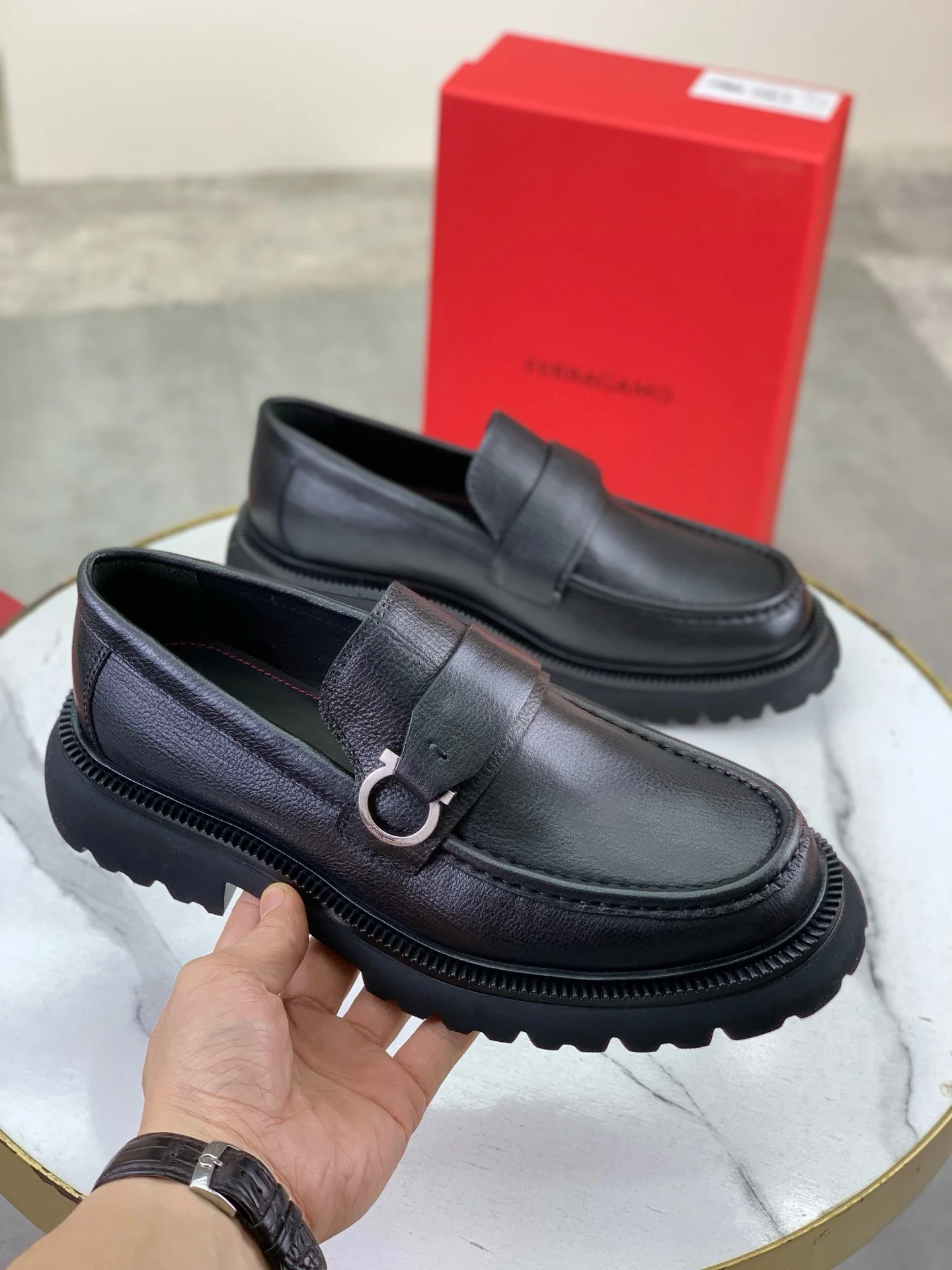 FERRAGAMO Formal Shoes Calf Leather Black-Silver EU39-45 C80202609111089 - Image 3