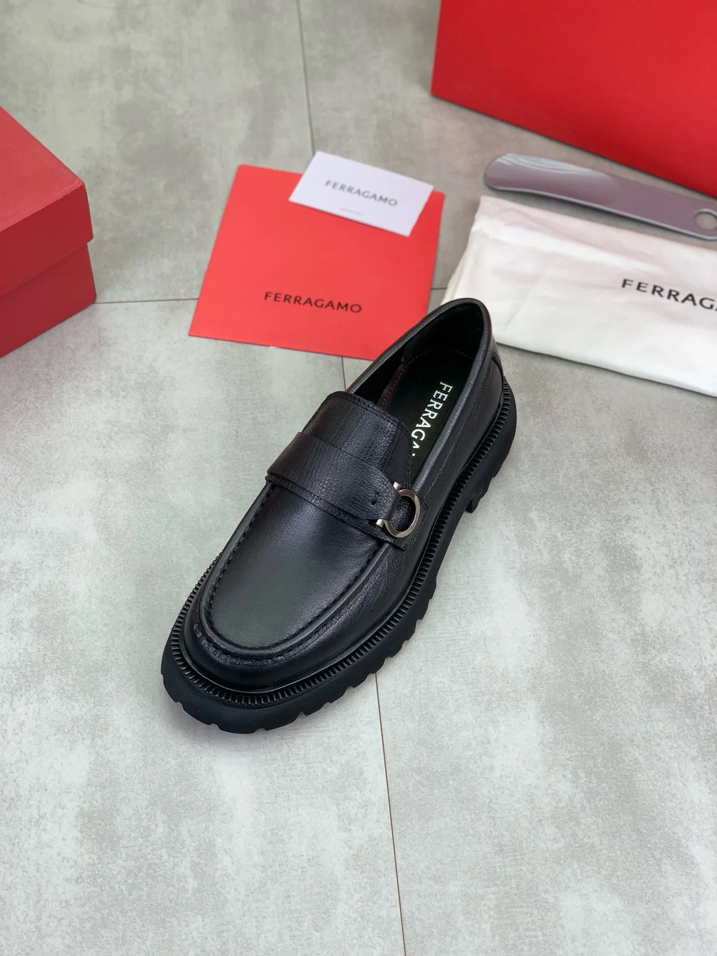 FERRAGAMO Formal Shoes Calf Leather Black-Silver EU39-45 C80202609111089 - Image 4