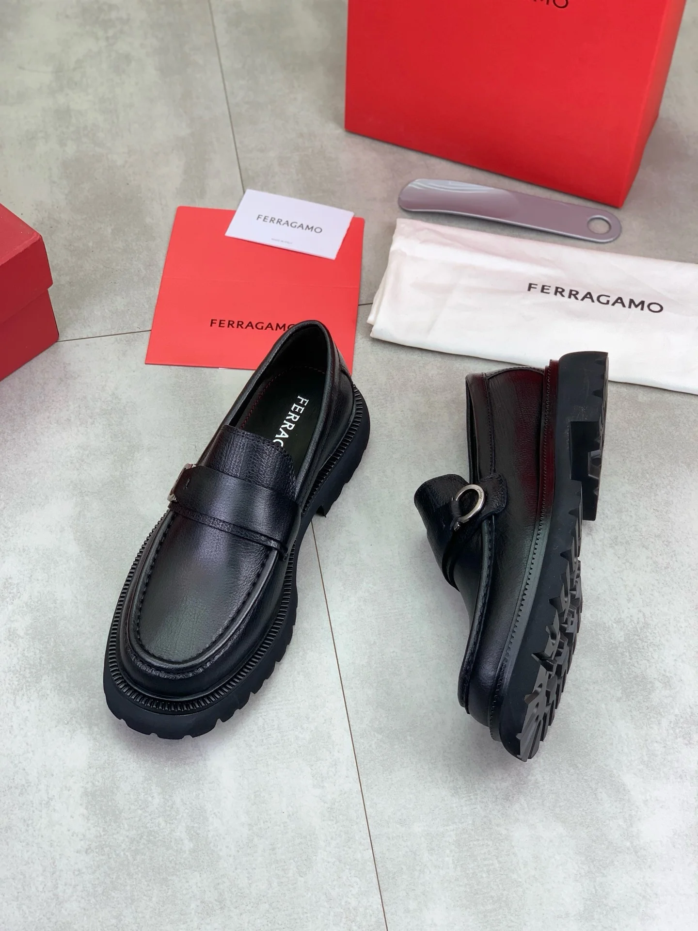 FERRAGAMO Formal Shoes Calf Leather Black-Silver EU39-45 C80202609111089 - Image 5