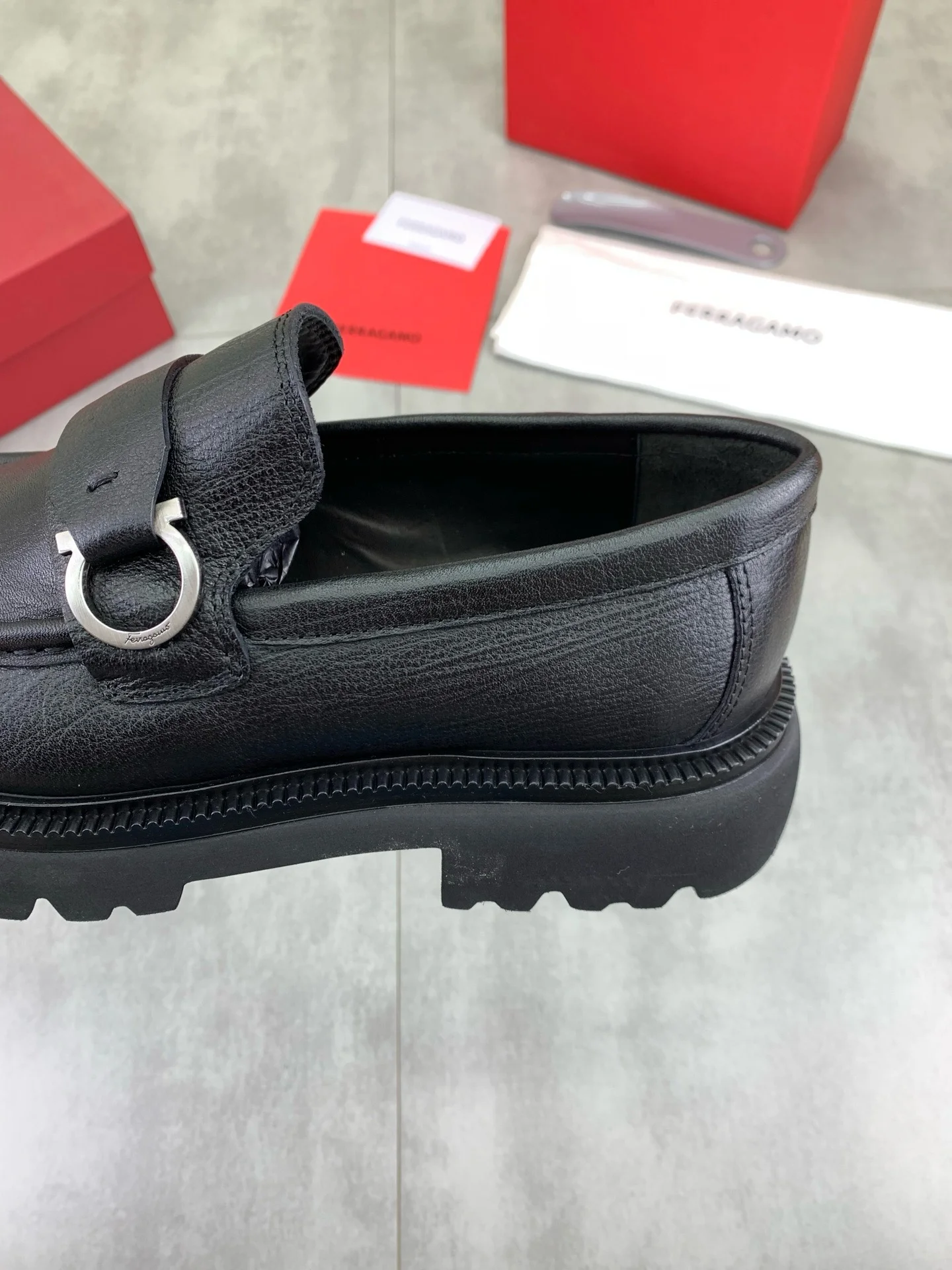FERRAGAMO Formal Shoes Calf Leather Black-Silver EU39-45 C80202609111089 - Image 7