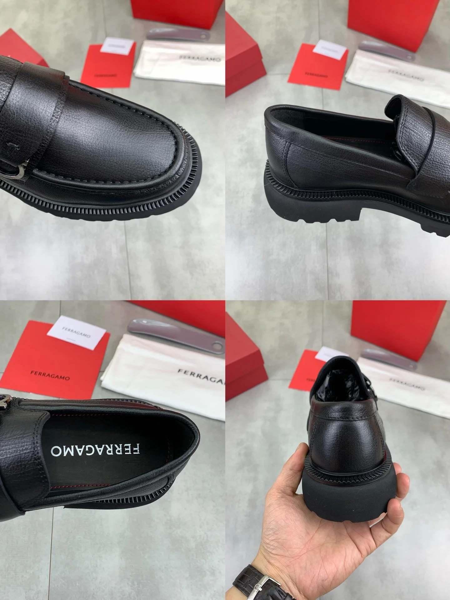 FERRAGAMO Formal Shoes Calf Leather Black-Silver EU39-45 C80202609111089 - Image 9