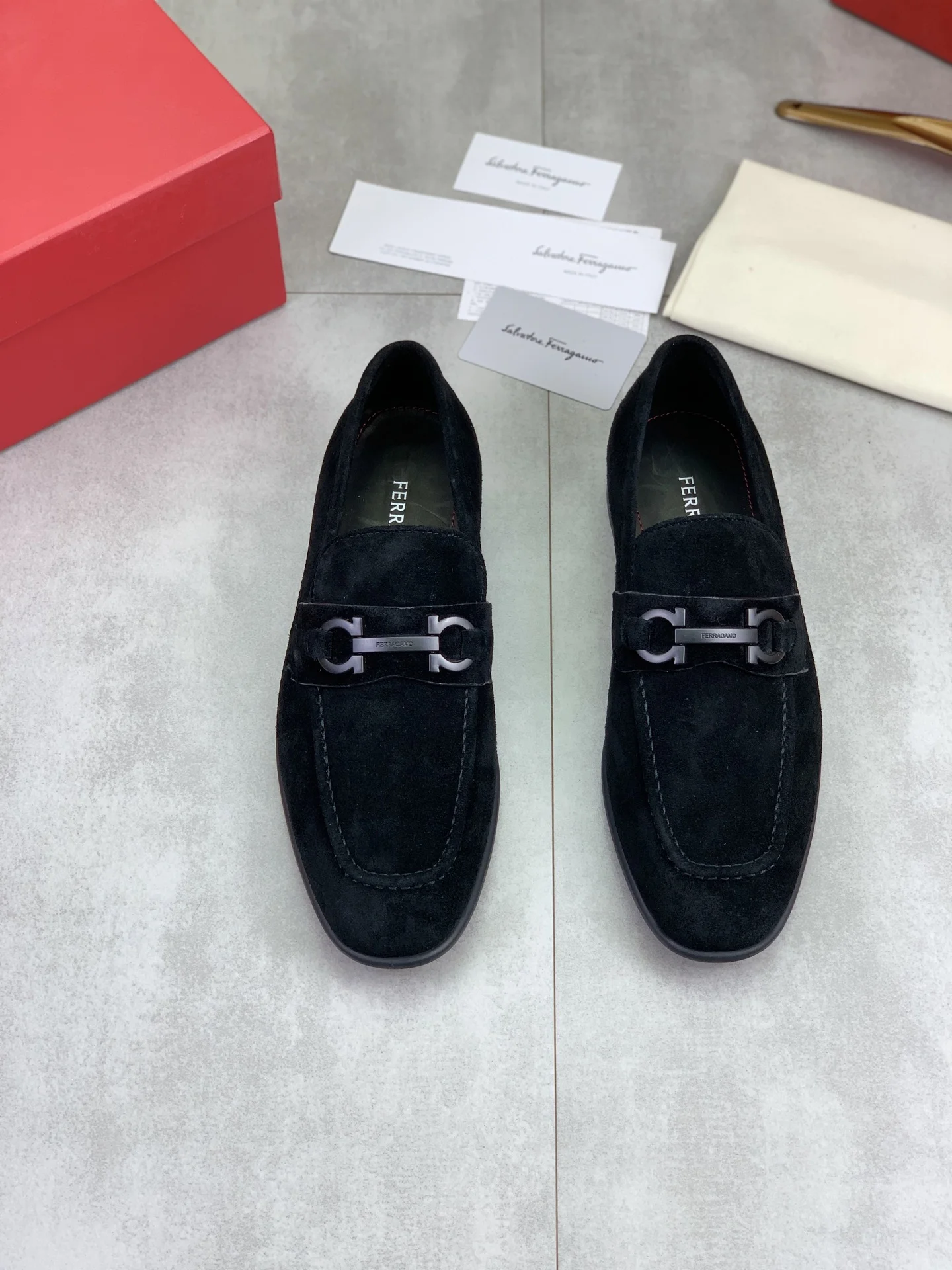 FERRAGAMO Formal Shoes Calf Suede Black EU39-44 C80202609110935 - Image 2