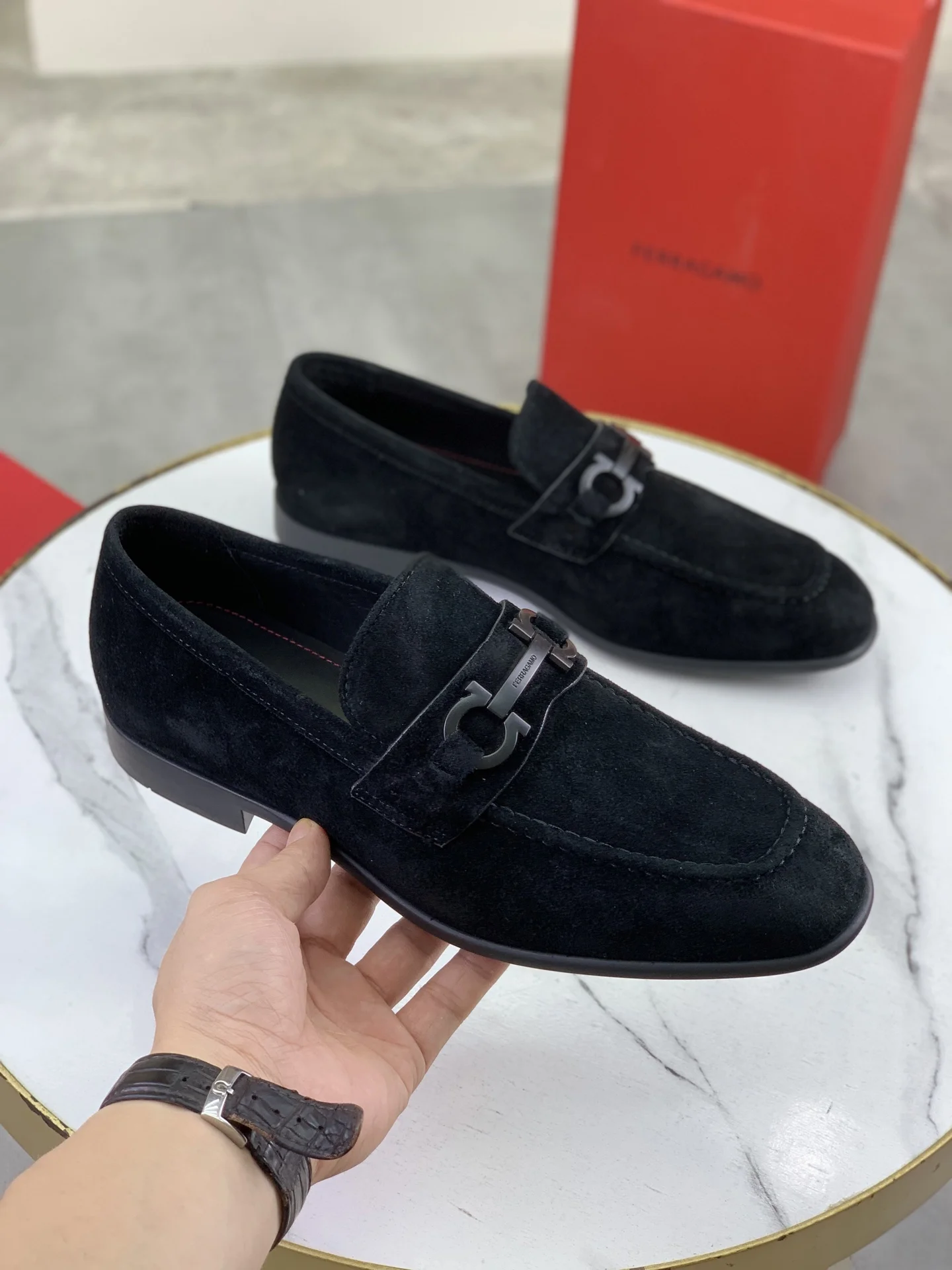 FERRAGAMO Formal Shoes Calf Suede Black EU39-44 C80202609110935 - Image 3
