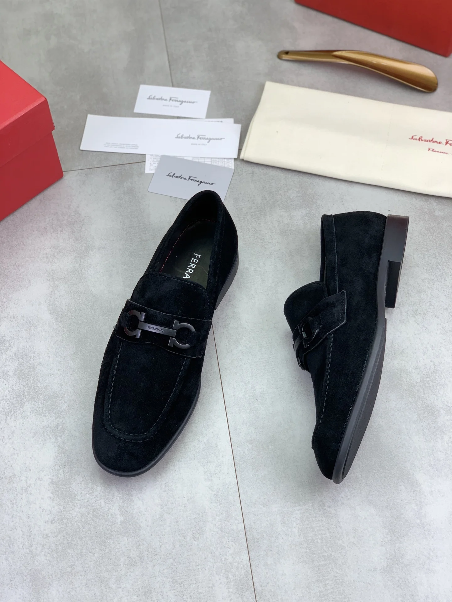 FERRAGAMO Formal Shoes Calf Suede Black EU39-44 C80202609110935 - Image 5