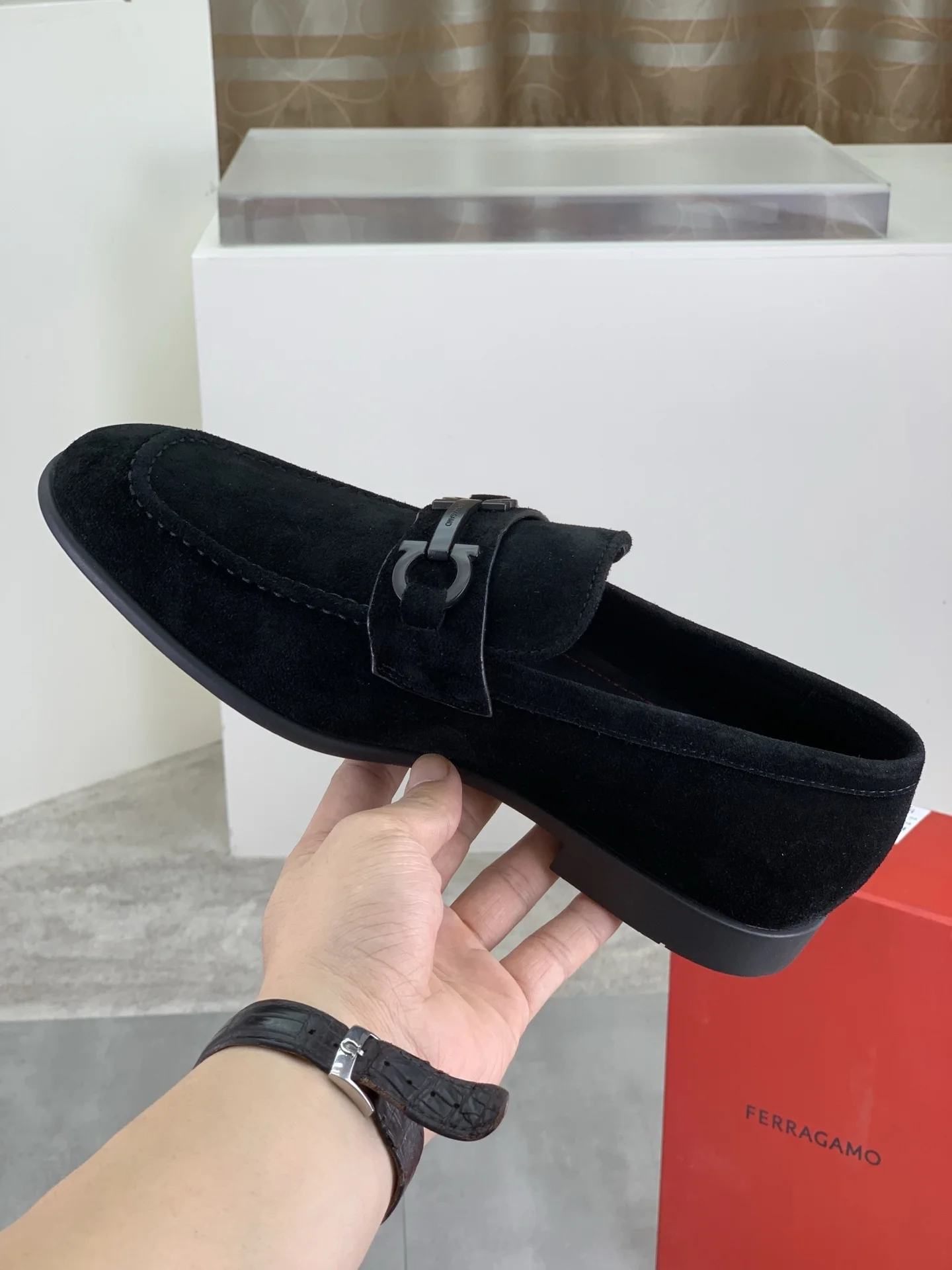 FERRAGAMO Formal Shoes Calf Suede Black EU39-44 C80202609110935 - Image 6