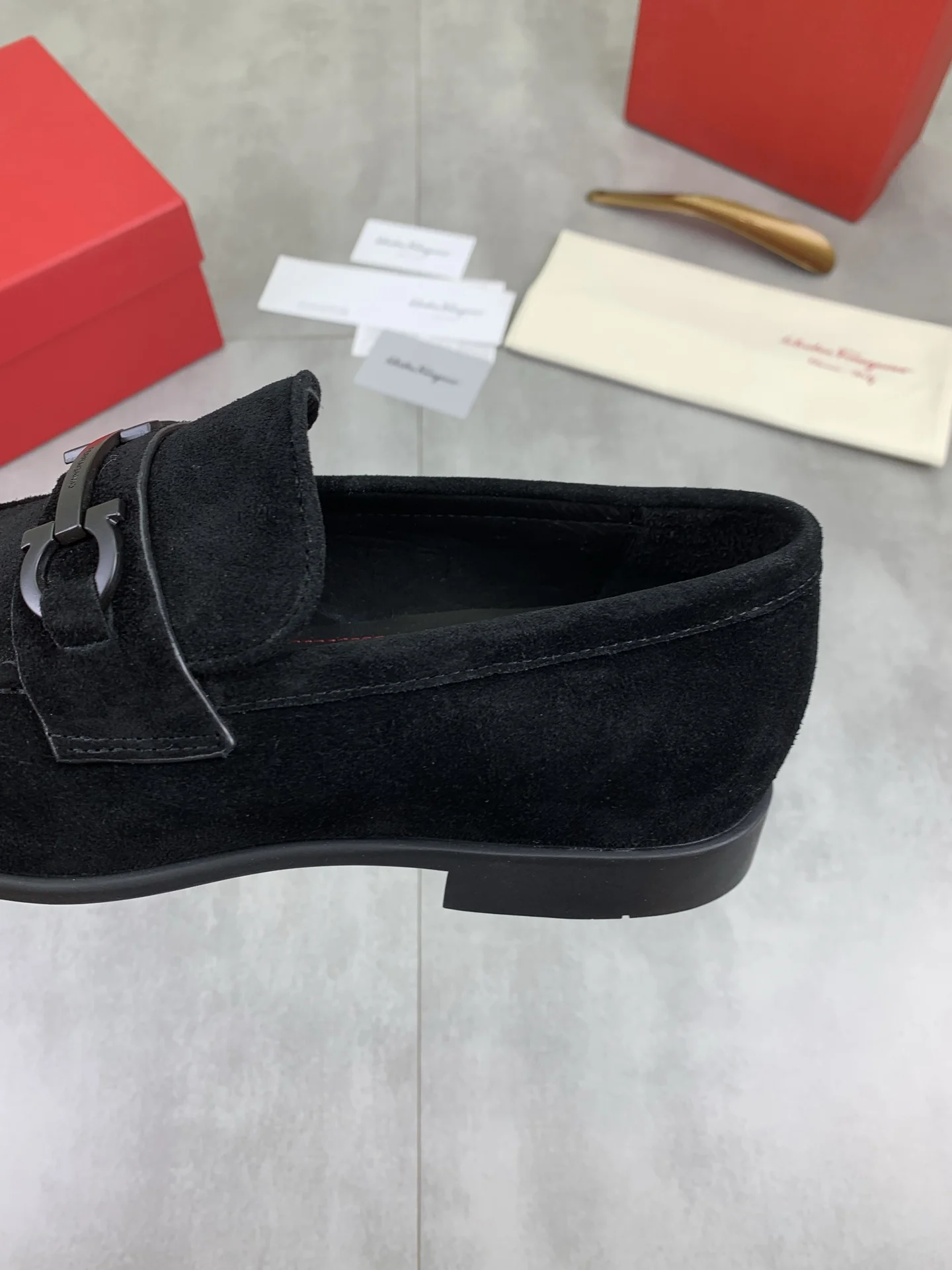 FERRAGAMO Formal Shoes Calf Suede Black EU39-44 C80202609110935 - Image 7