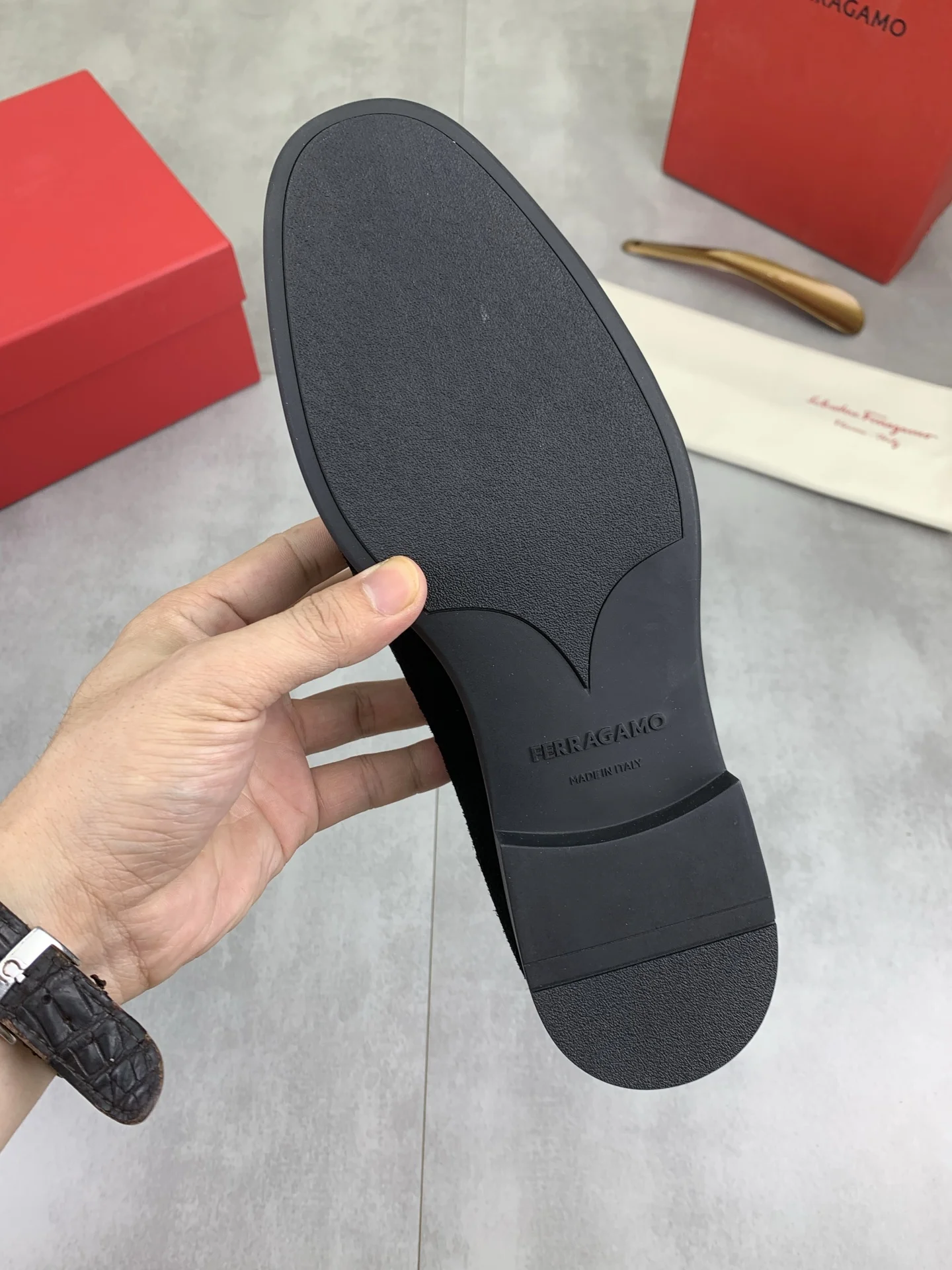 FERRAGAMO Formal Shoes Calf Suede Black EU39-44 C80202609110935 - Image 8