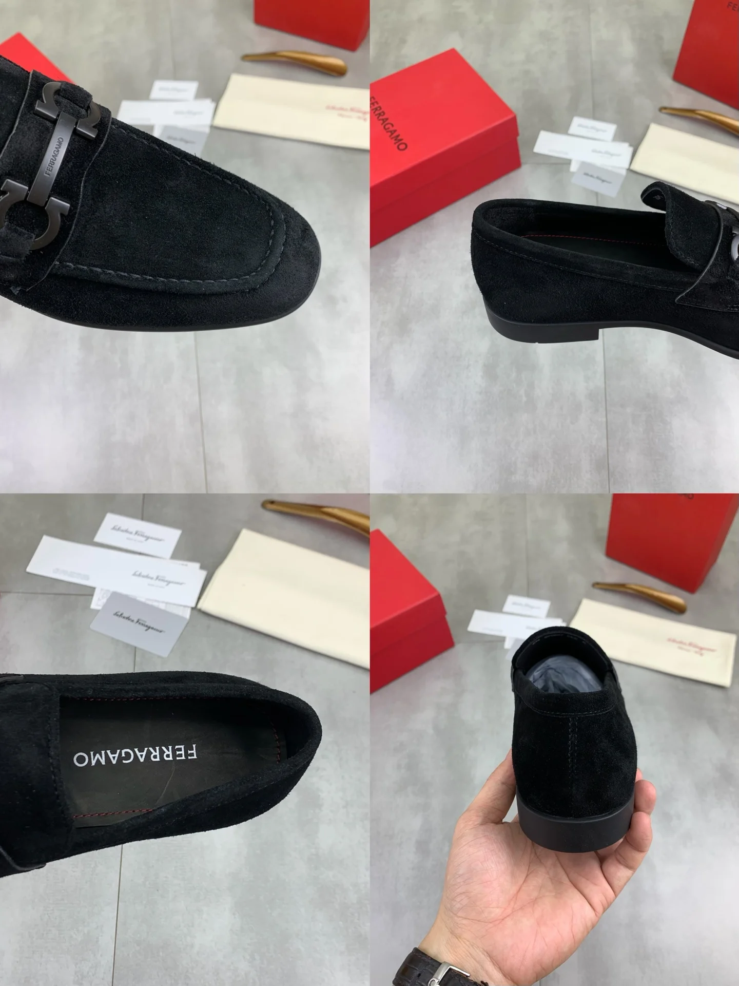 FERRAGAMO Formal Shoes Calf Suede Black EU39-44 C80202609110935 - Image 9