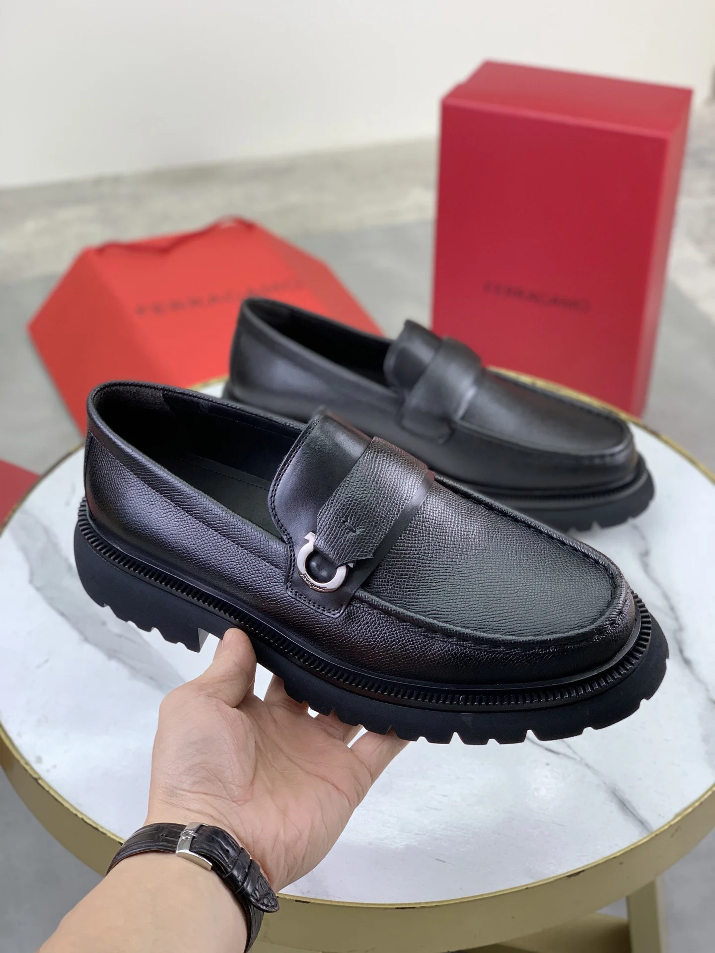 FERRAGAMO Formal Shoes Calfskin Leather Black EU39-45 C80202609111086 - Image 3