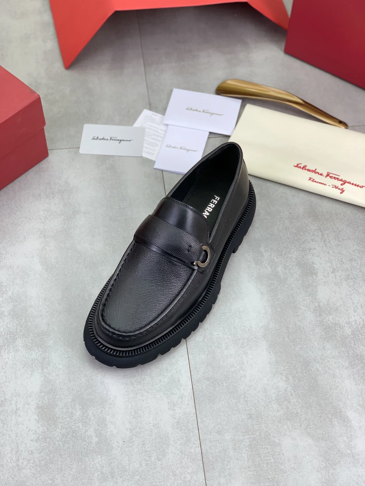FERRAGAMO Formal Shoes Calfskin Leather Black EU39-45 C80202609111086 - Image 4