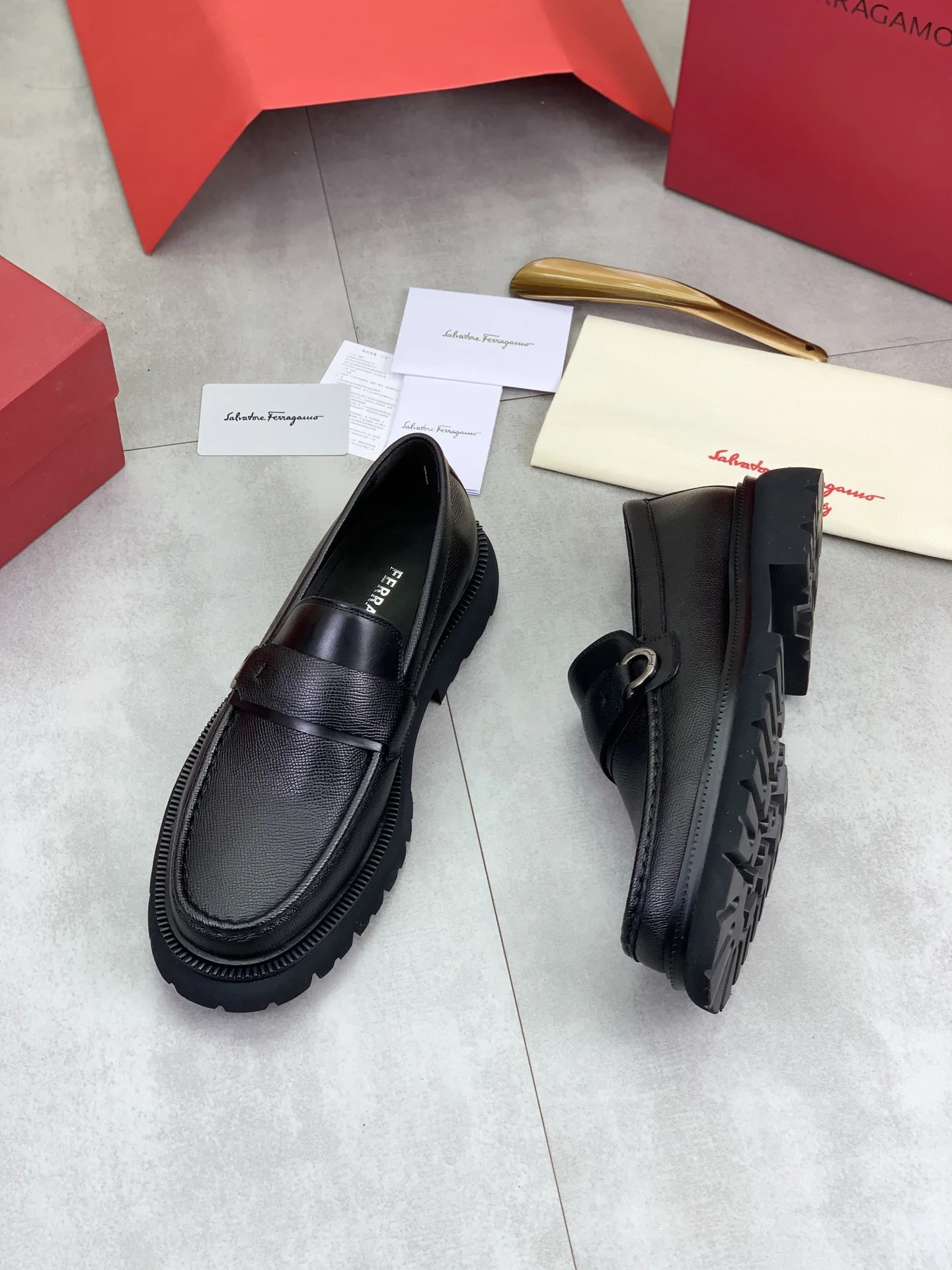 FERRAGAMO Formal Shoes Calfskin Leather Black EU39-45 C80202609111086 - Image 5