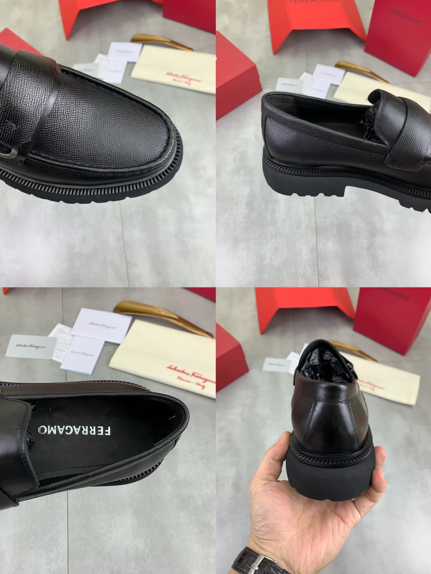 FERRAGAMO Formal Shoes Calfskin Leather Black EU39-45 C80202609111086 - Image 9