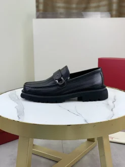 FERRAGAMO Formal Shoes Calfskin Leather Black-Silver EU39-45 C80202609111085