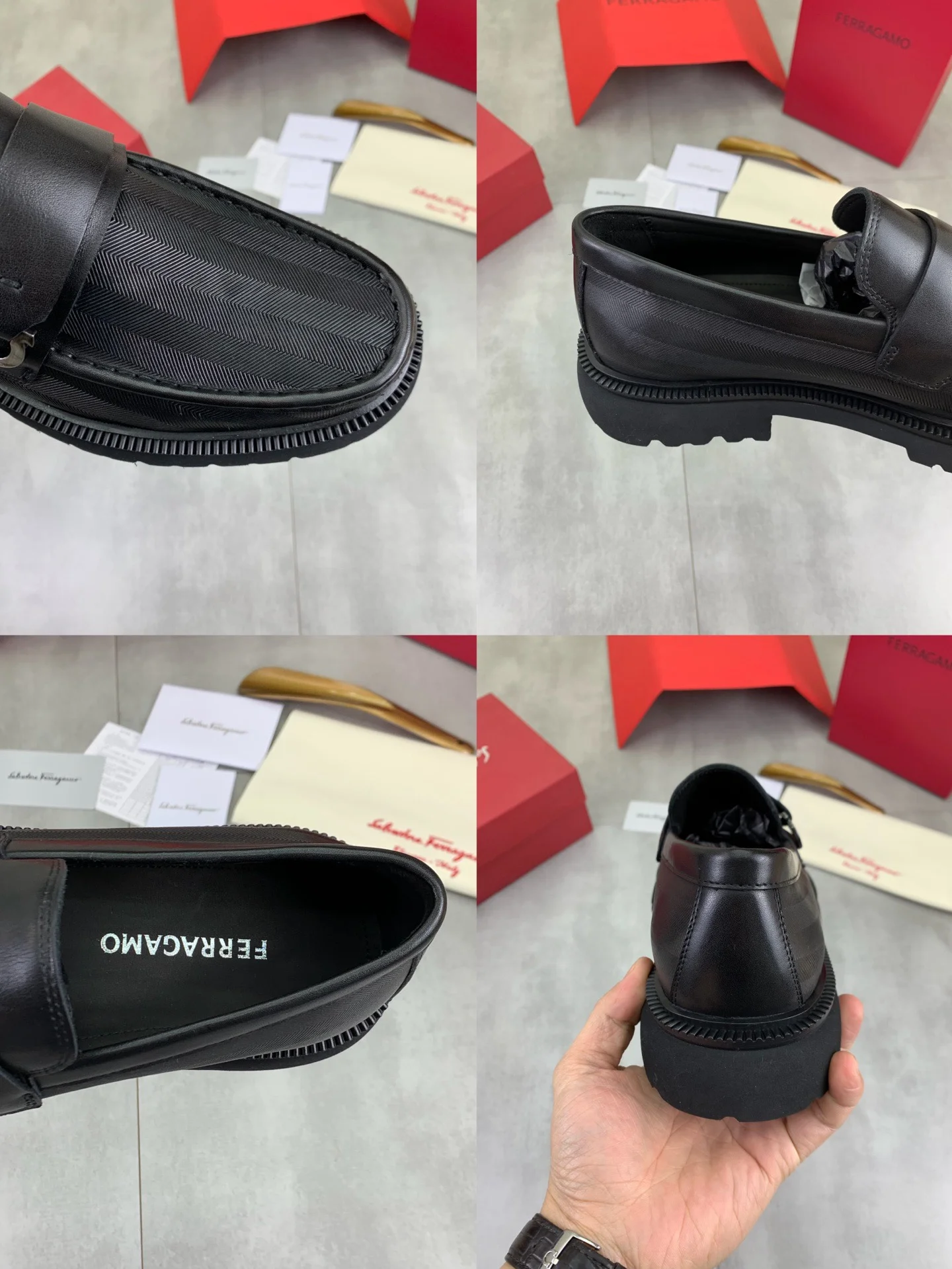 FERRAGAMO Formal Shoes Calfskin Leather Black-Silver EU39-45 C80202609111085 - Image 9