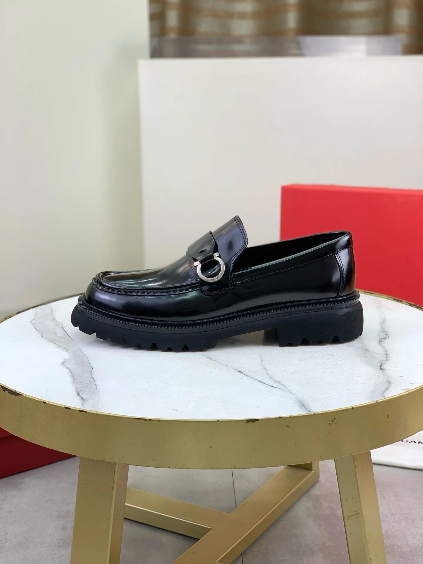 FERRAGAMO Formal Shoes Calfskin Leather Black-Silver EU39-45 C80202609111090