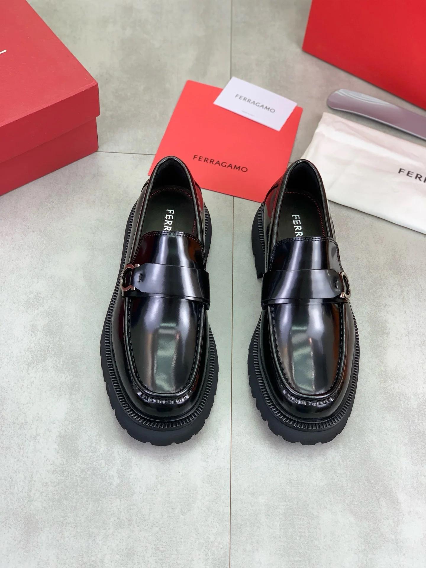 FERRAGAMO Formal Shoes Calfskin Leather Black-Silver EU39-45 C80202609111090 - Image 2