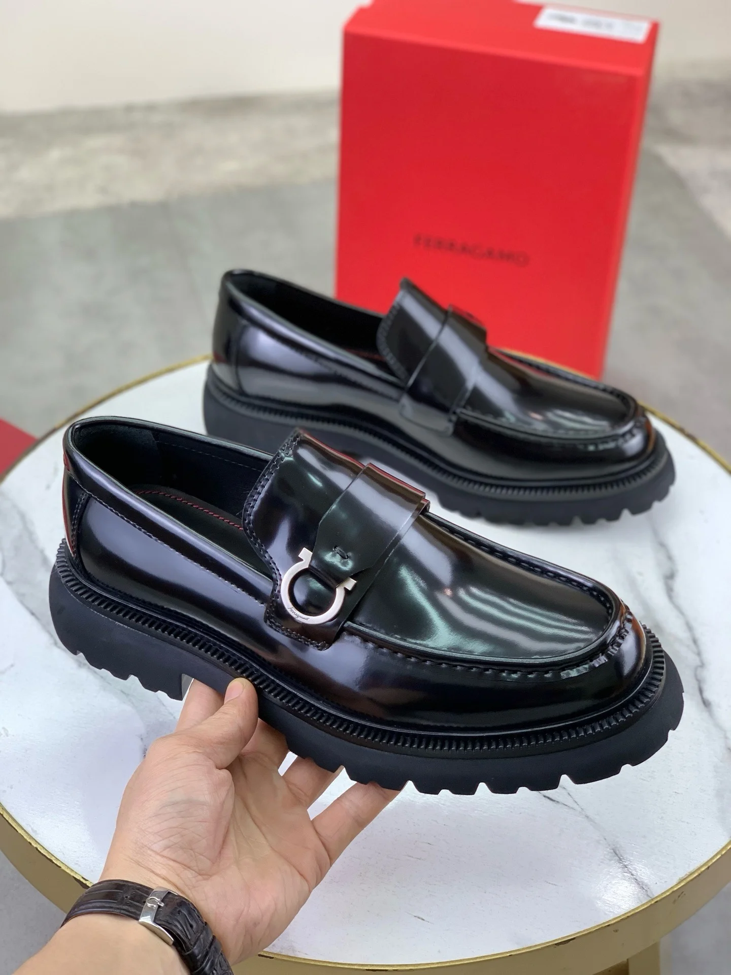 FERRAGAMO Formal Shoes Calfskin Leather Black-Silver EU39-45 C80202609111090 - Image 3