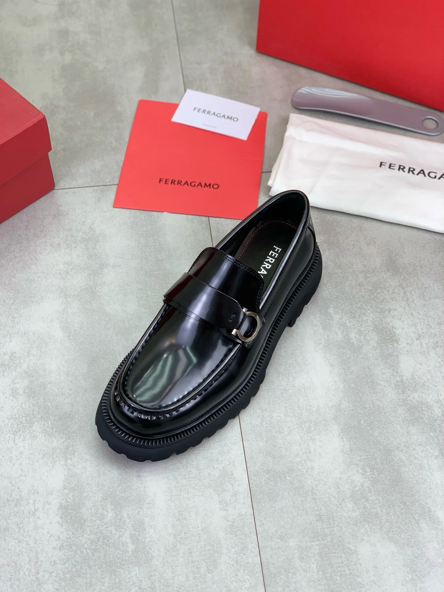 FERRAGAMO Formal Shoes Calfskin Leather Black-Silver EU39-45 C80202609111090 - Image 4