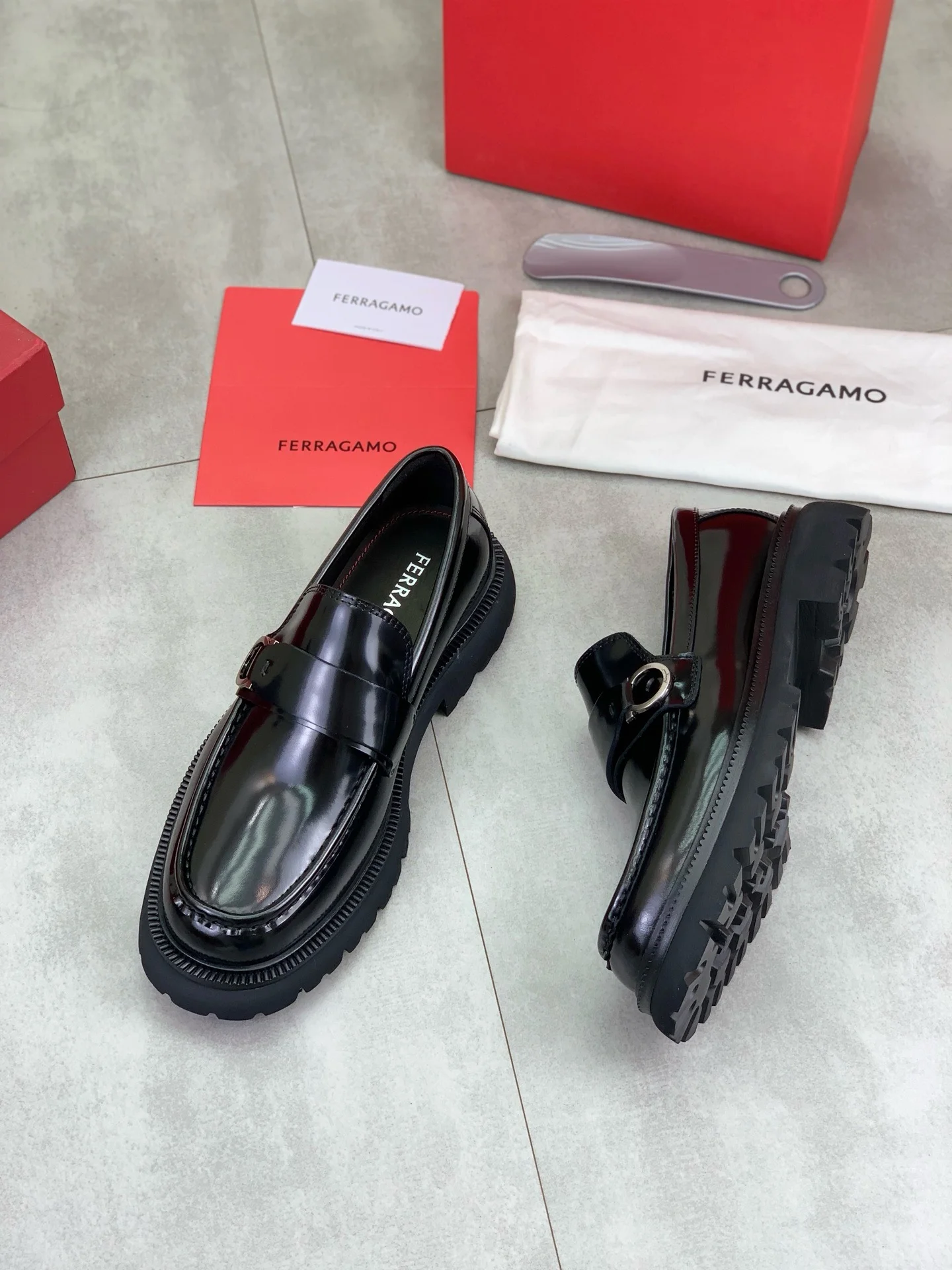 FERRAGAMO Formal Shoes Calfskin Leather Black-Silver EU39-45 C80202609111090 - Image 5