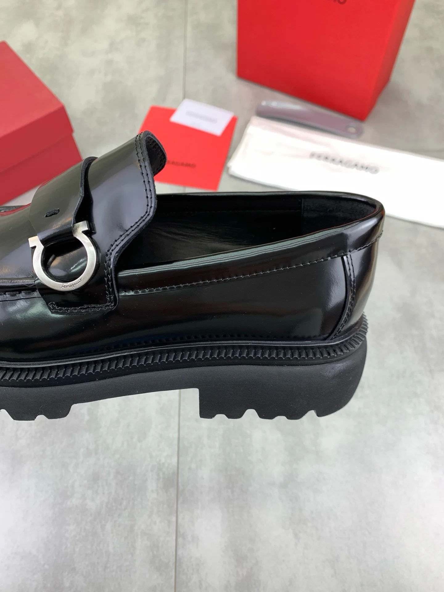 FERRAGAMO Formal Shoes Calfskin Leather Black-Silver EU39-45 C80202609111090 - Image 7
