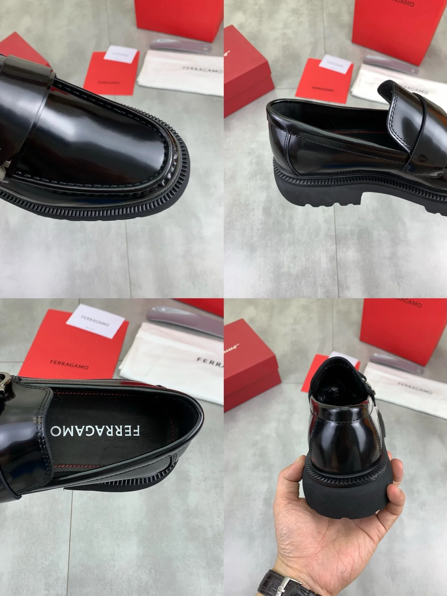 FERRAGAMO Formal Shoes Calfskin Leather Black-Silver EU39-45 C80202609111090 - Image 9