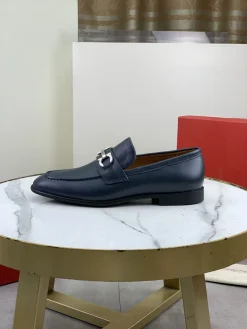 FERRAGAMO Formal Shoes Calfskin Leather Blue-Silver EU39-44 C80202609110934