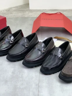 Alternative view of FERRAGAMO Formal Shoes Calfskin Leather Brown-Black EU39-45 C80202609111084