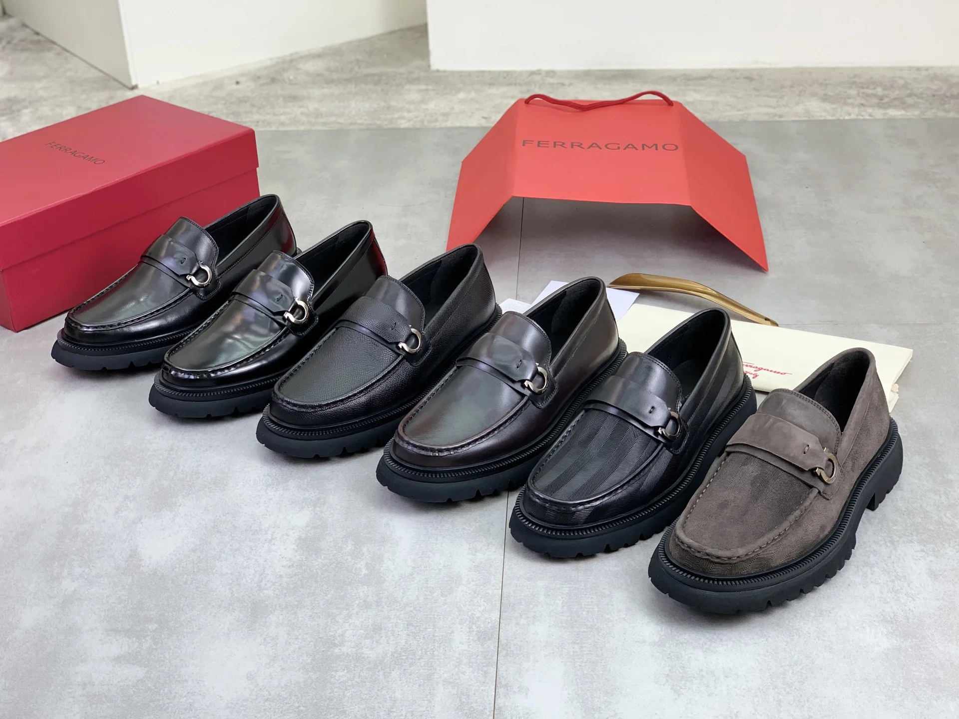 FERRAGAMO Formal Shoes Calfskin Leather Brown-Black EU39-45 C80202609111084 - Image 2