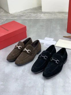 Alternative view of FERRAGAMO Formal Shoes Calfskin Leather Brown-Silver EU39-44 C80202609110936