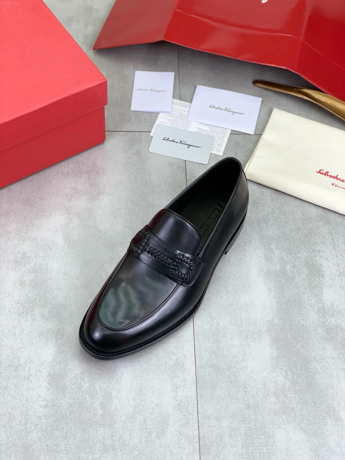FERRAGAMO Formal Shoes Leather Black EU39-44 D80202609110967 - Image 4