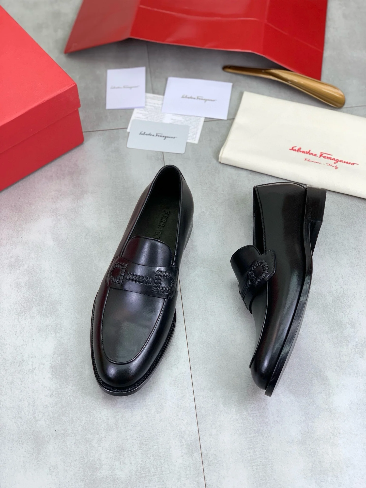 FERRAGAMO Formal Shoes Leather Black EU39-44 D80202609110967 - Image 5