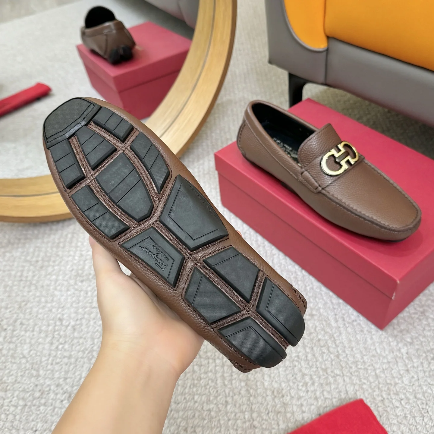 FERRAGAMO Loafers Brown-Gold B00202609110170 - Image 7