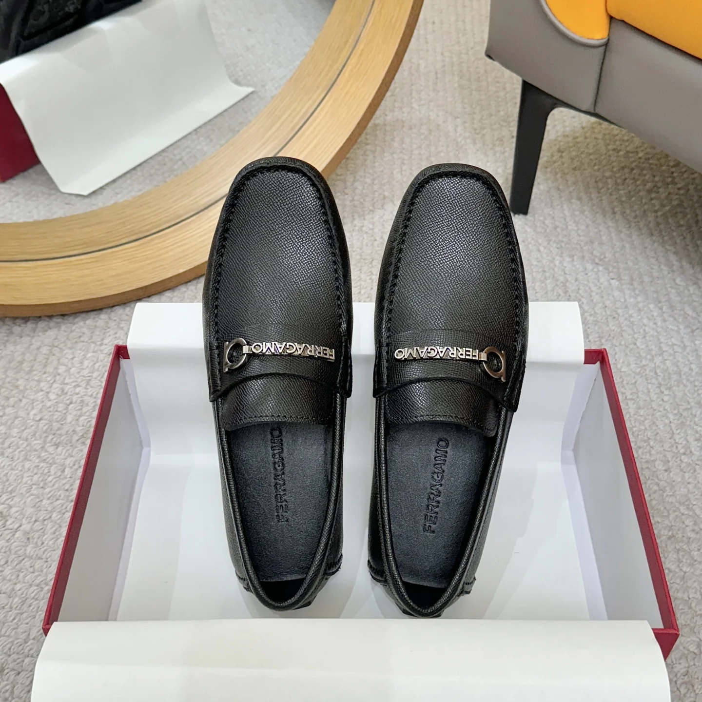 FERRAGAMO Loafers Calf Leather Black-Silver EU38-46 B00202609110166 - Image 2