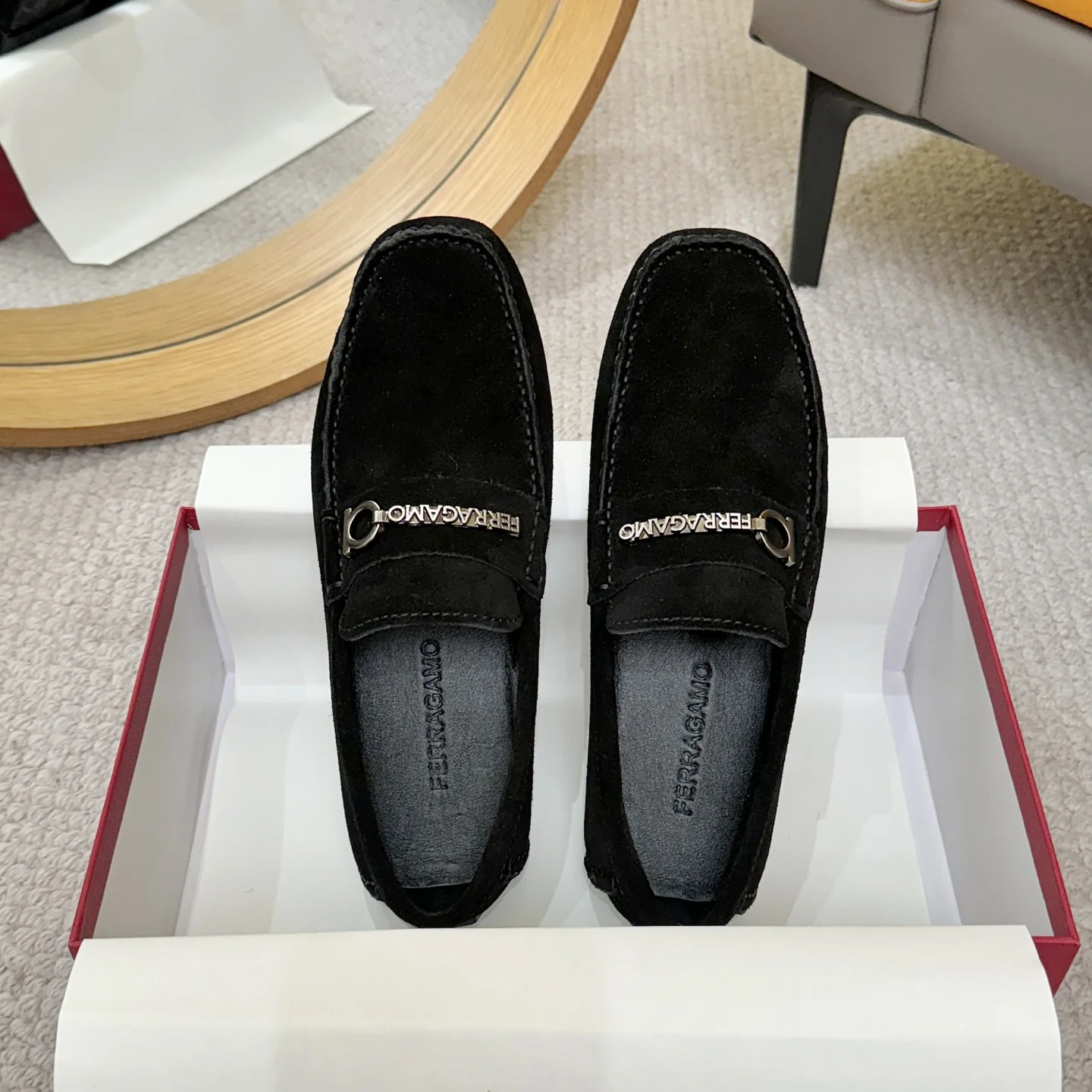 FERRAGAMO Loafers Calfskin Leather Black-Silver EU38-46 B00202609110165 - Image 2