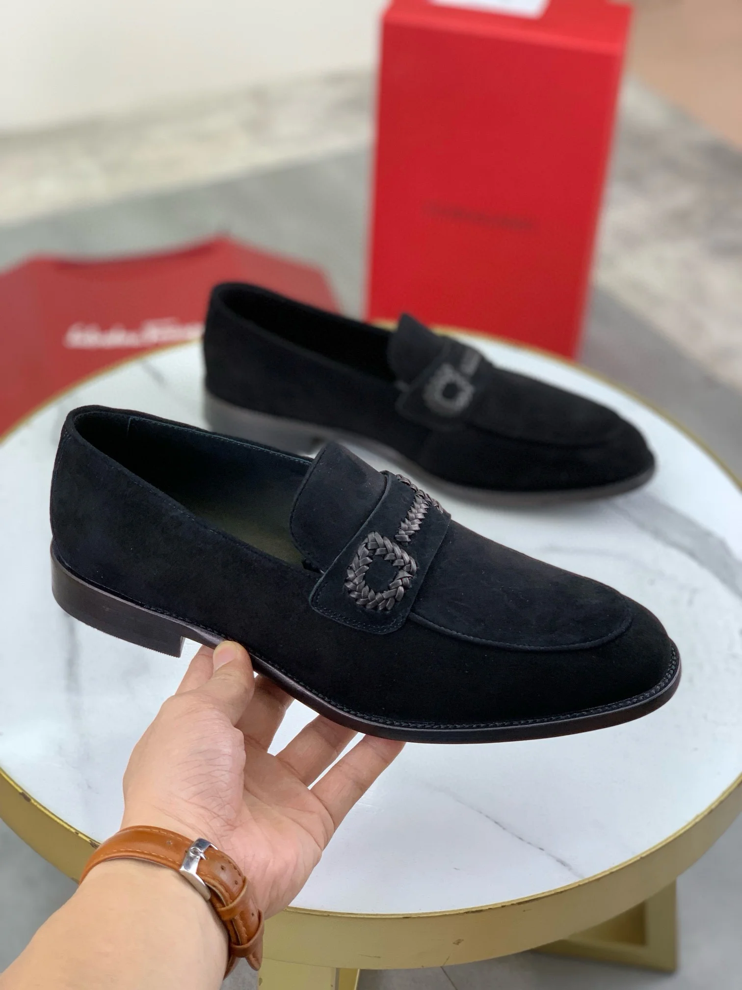 FERRAGAMO Loafers Leather Black EU39-44 D80202609110968 - Image 3