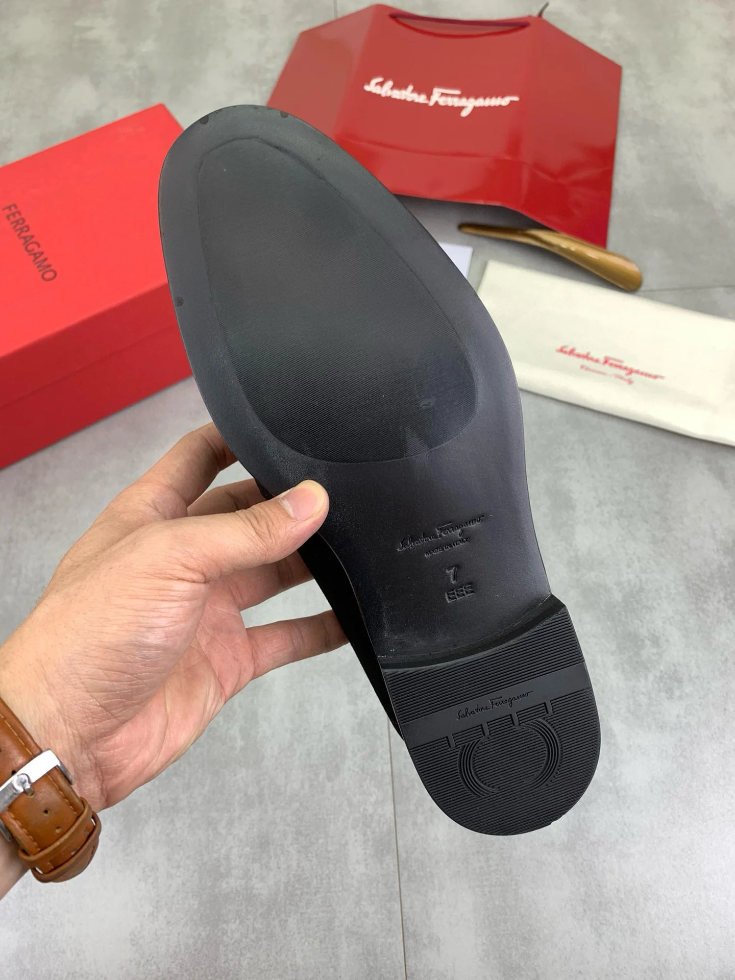 FERRAGAMO Loafers Leather Black EU39-44 D80202609110968 - Image 8