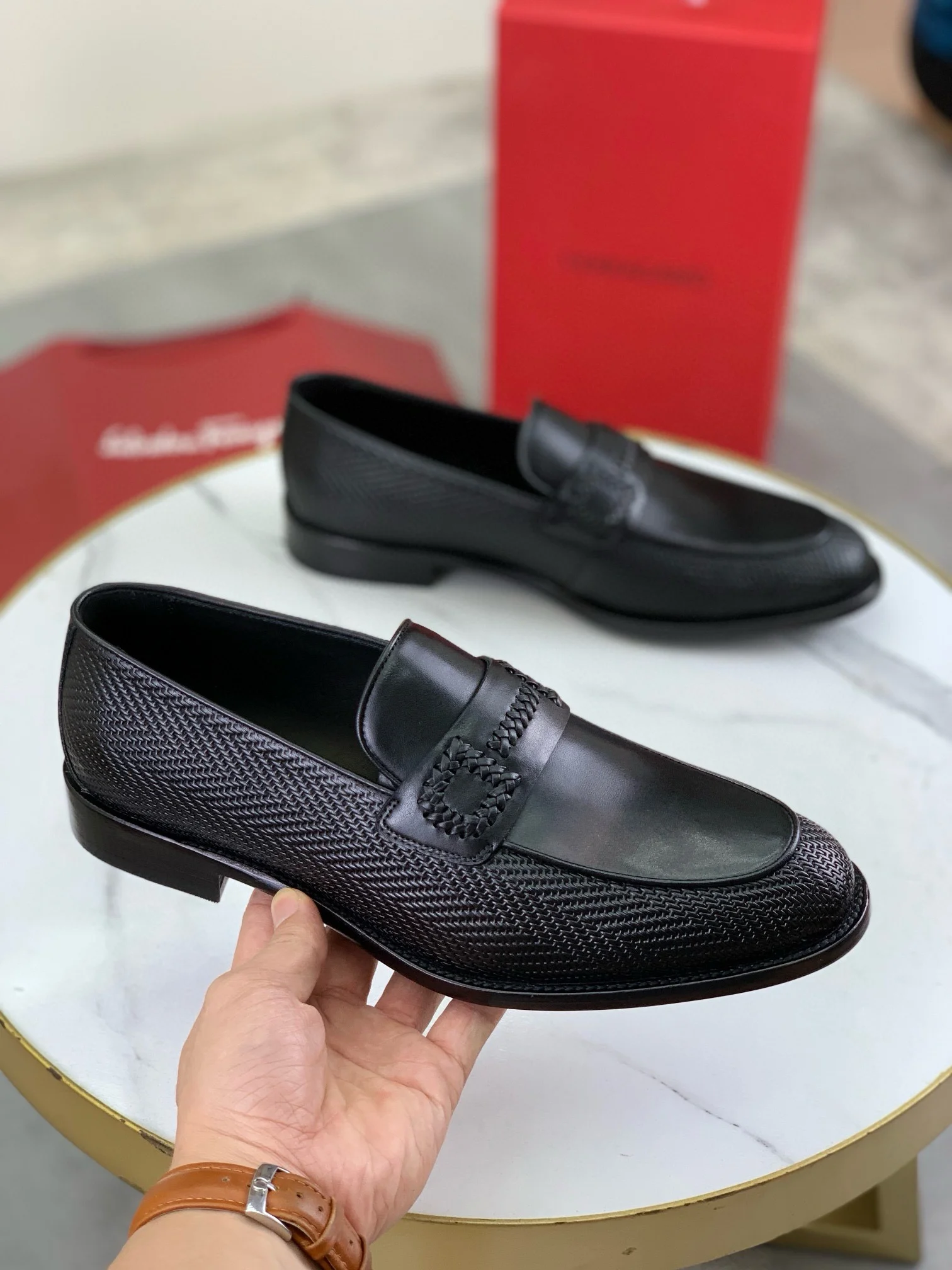 FERRAGAMO Loafers Leather Black EU39-44 D80202609110969 - Image 3