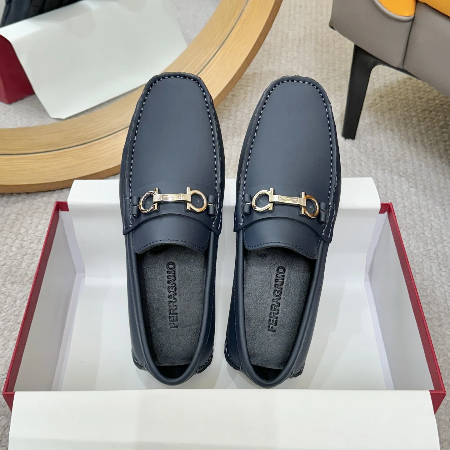 FERRAGAMO Loafers Leather Blue-Gold EU38-46 B00202609110172 - Image 2