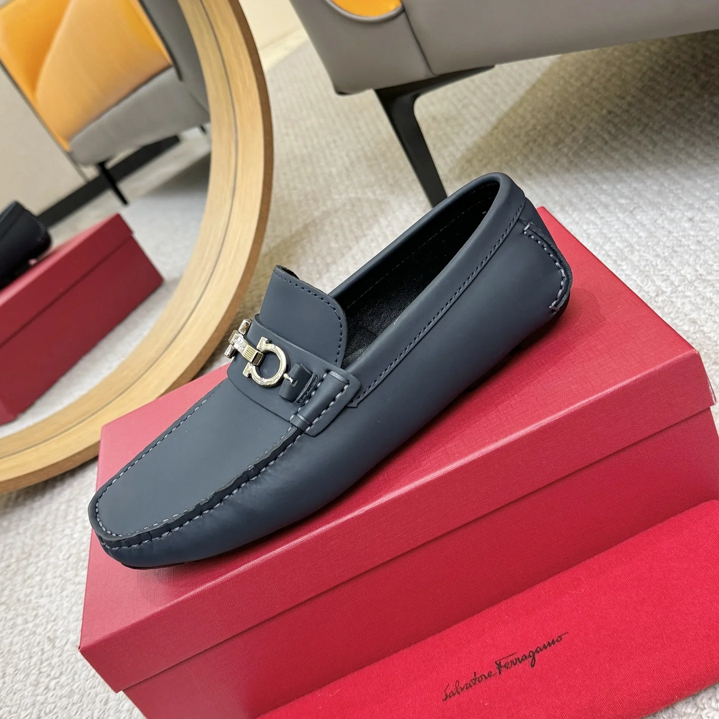 FERRAGAMO Loafers Leather Blue-Gold EU38-46 B00202609110172 - Image 6