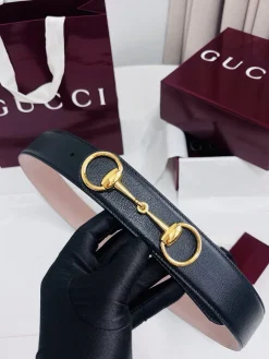 GUCCI Belts Black Calf Leather Black-Gold A80202609070551