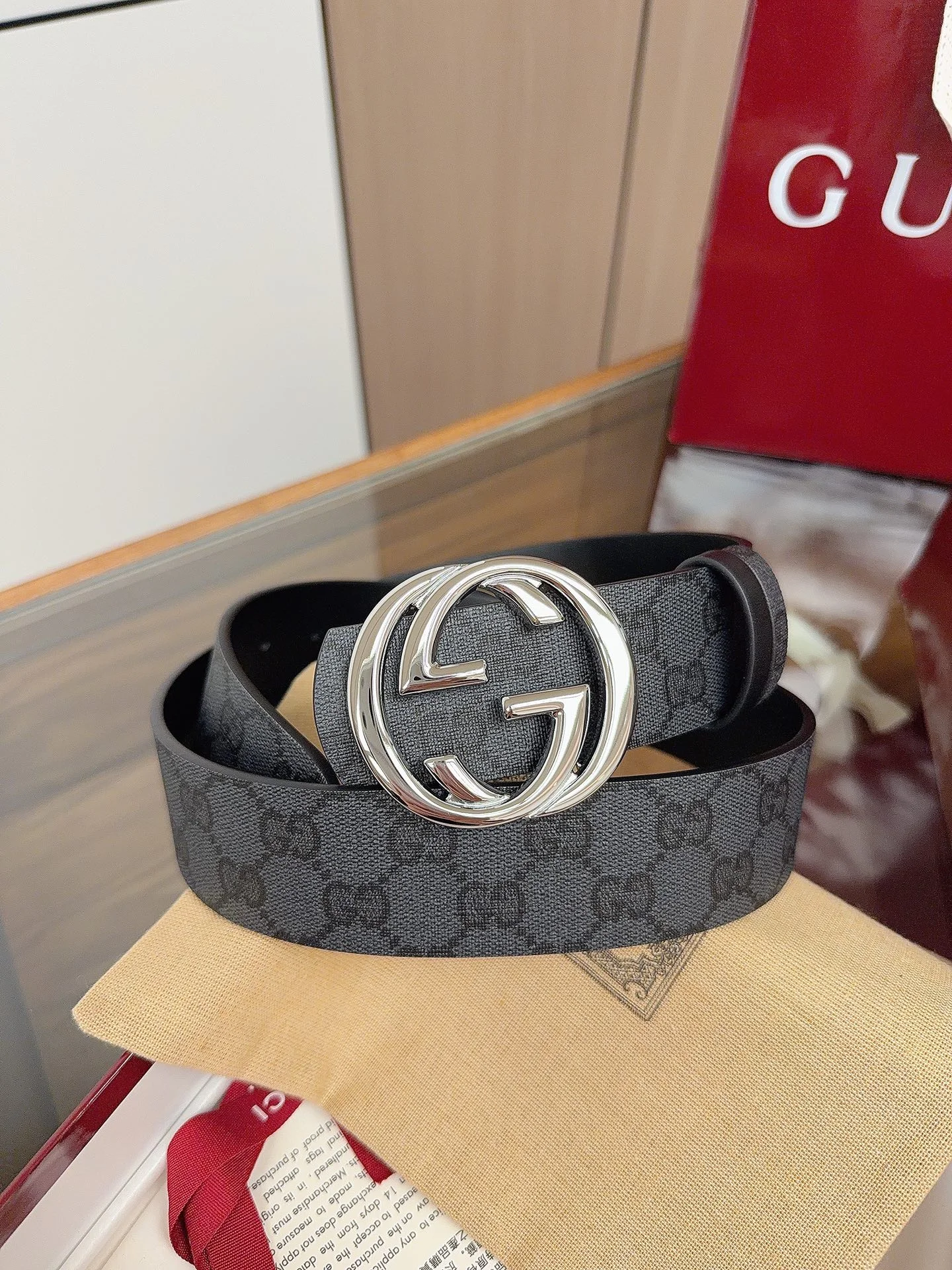 GUCCI Belts Black-Silver 4cm Width A60202609070124 - Image 2
