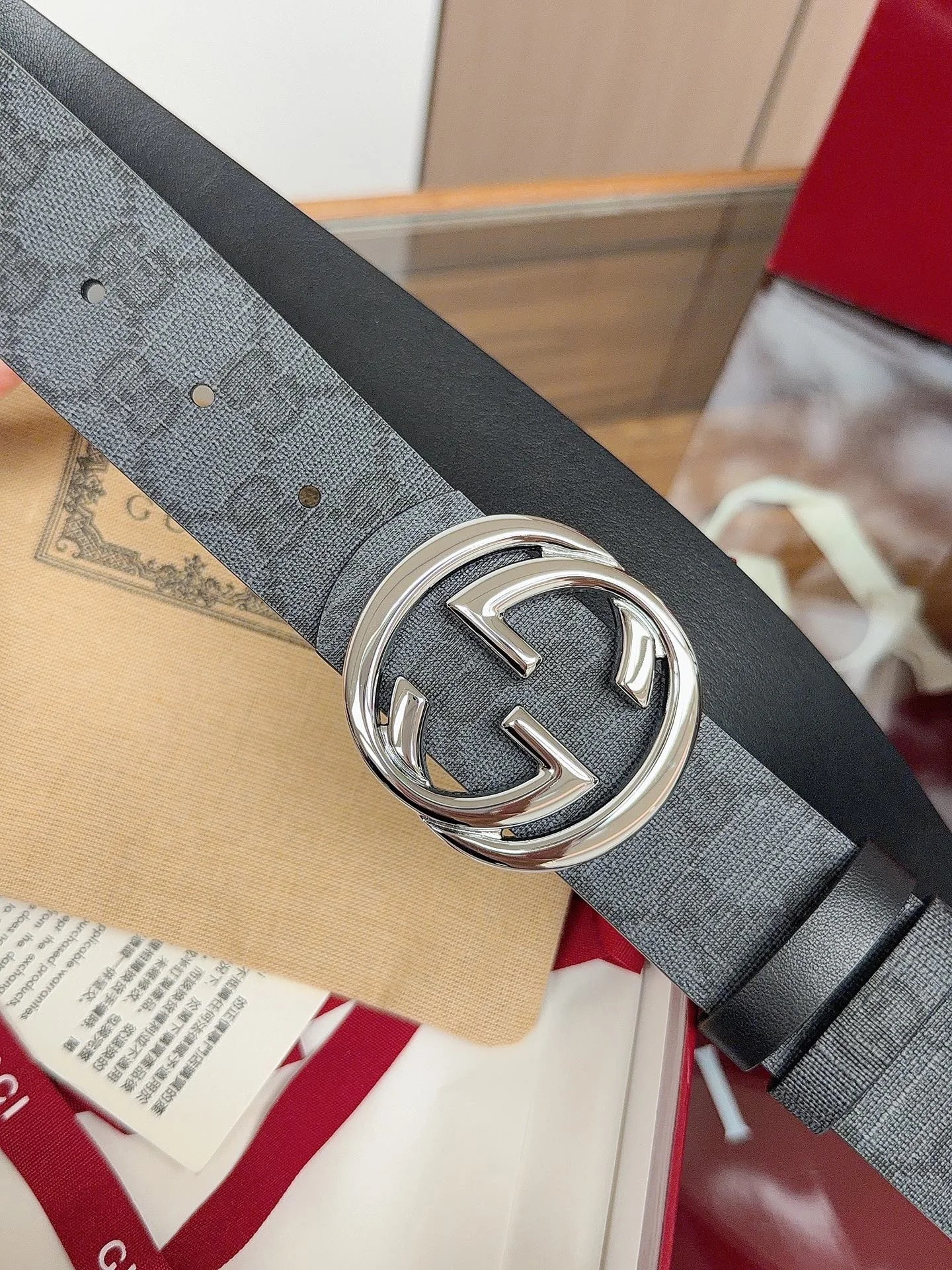 GUCCI Belts Black-Silver 4cm Width A60202609070124 - Image 4
