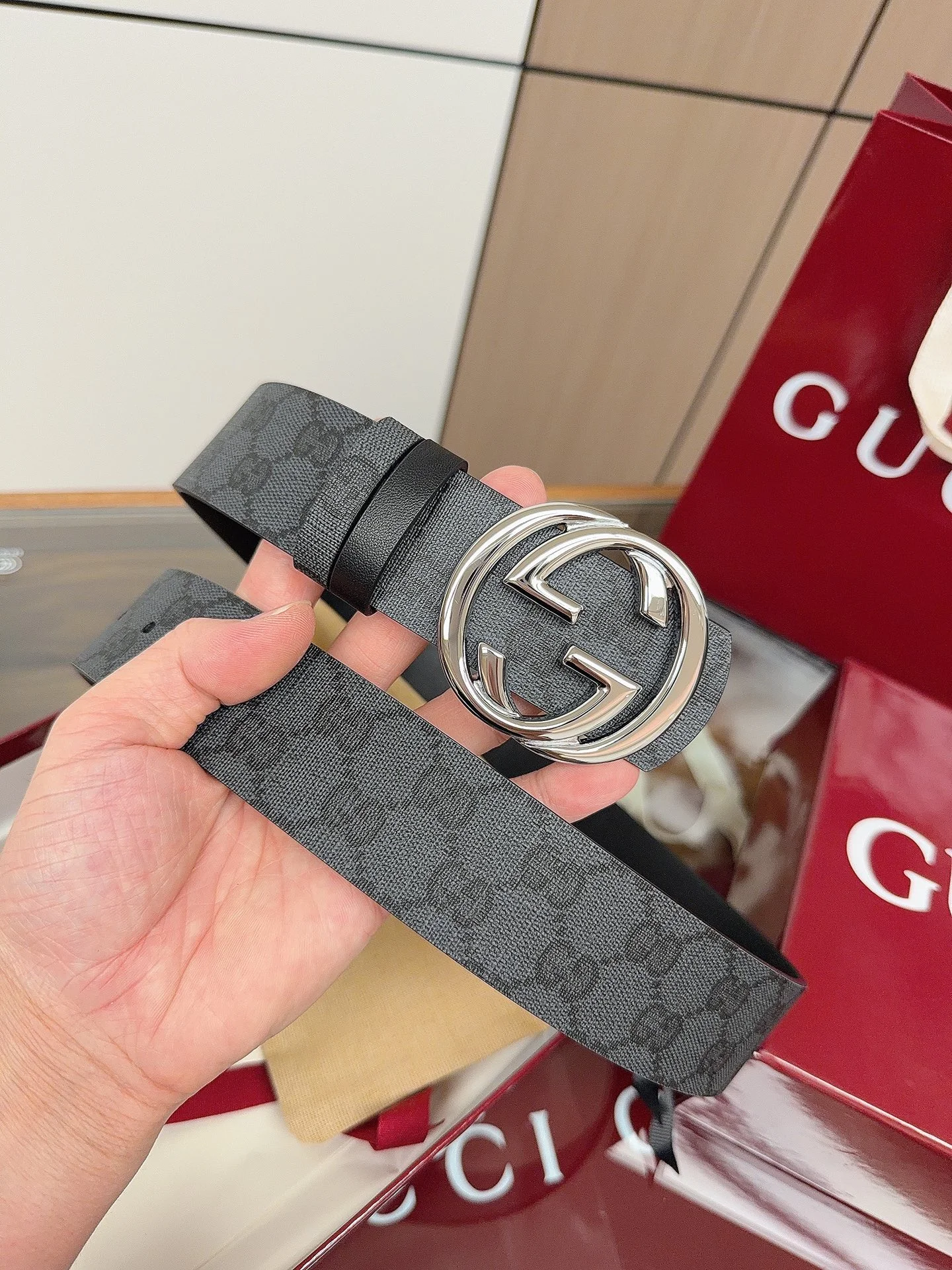 GUCCI Belts Black-Silver 4cm Width A60202609070124 - Image 9