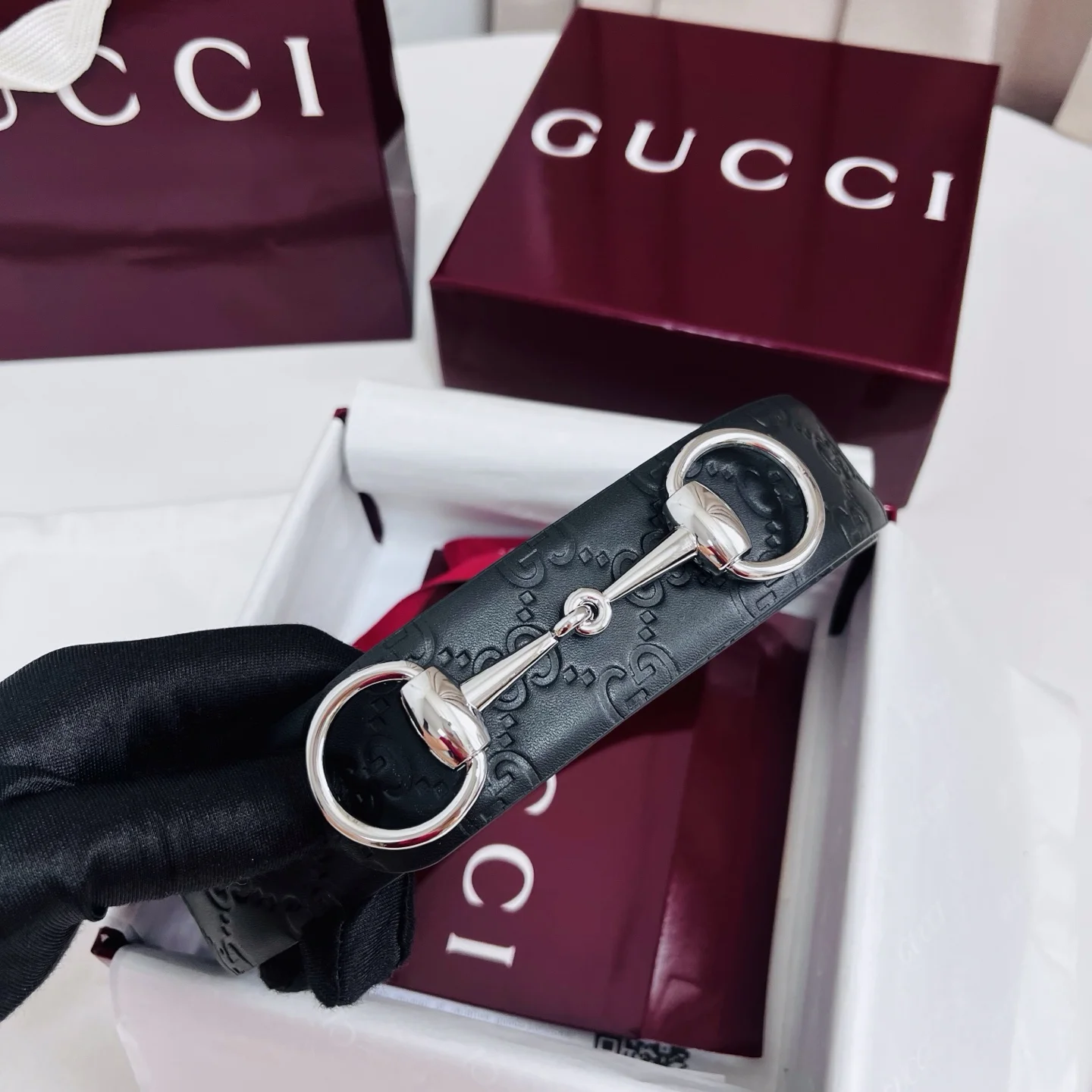 GUCCI Belts Calf Leather Black-Silver A60202609070260 - Image 3