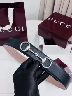 GUCCI Belts Calf Leather Black-Silver A80202609070549