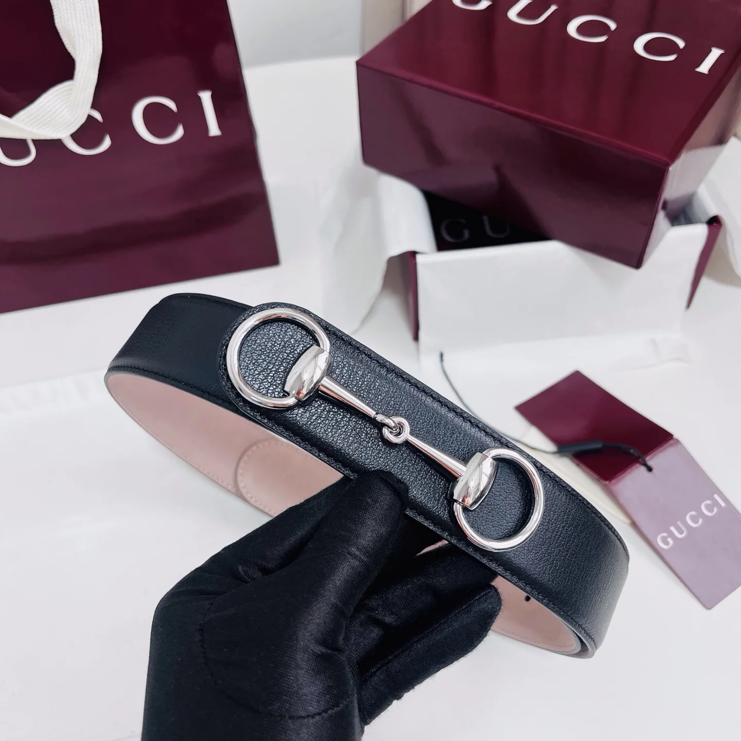GUCCI Belts Calf Leather Black-Silver A80202609070549 - Image 4