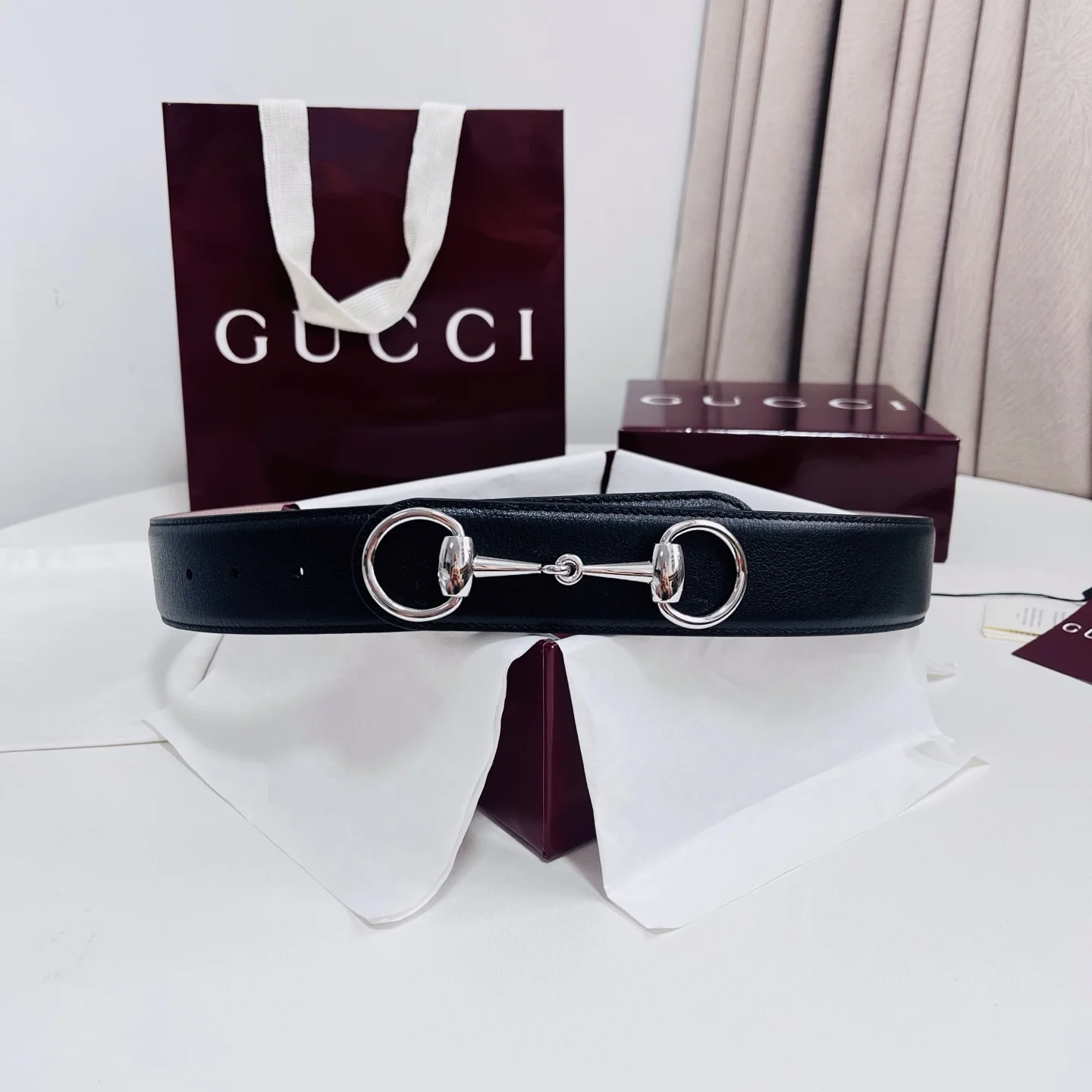 GUCCI Belts Calf Leather Black-Silver A80202609070549 - Image 6