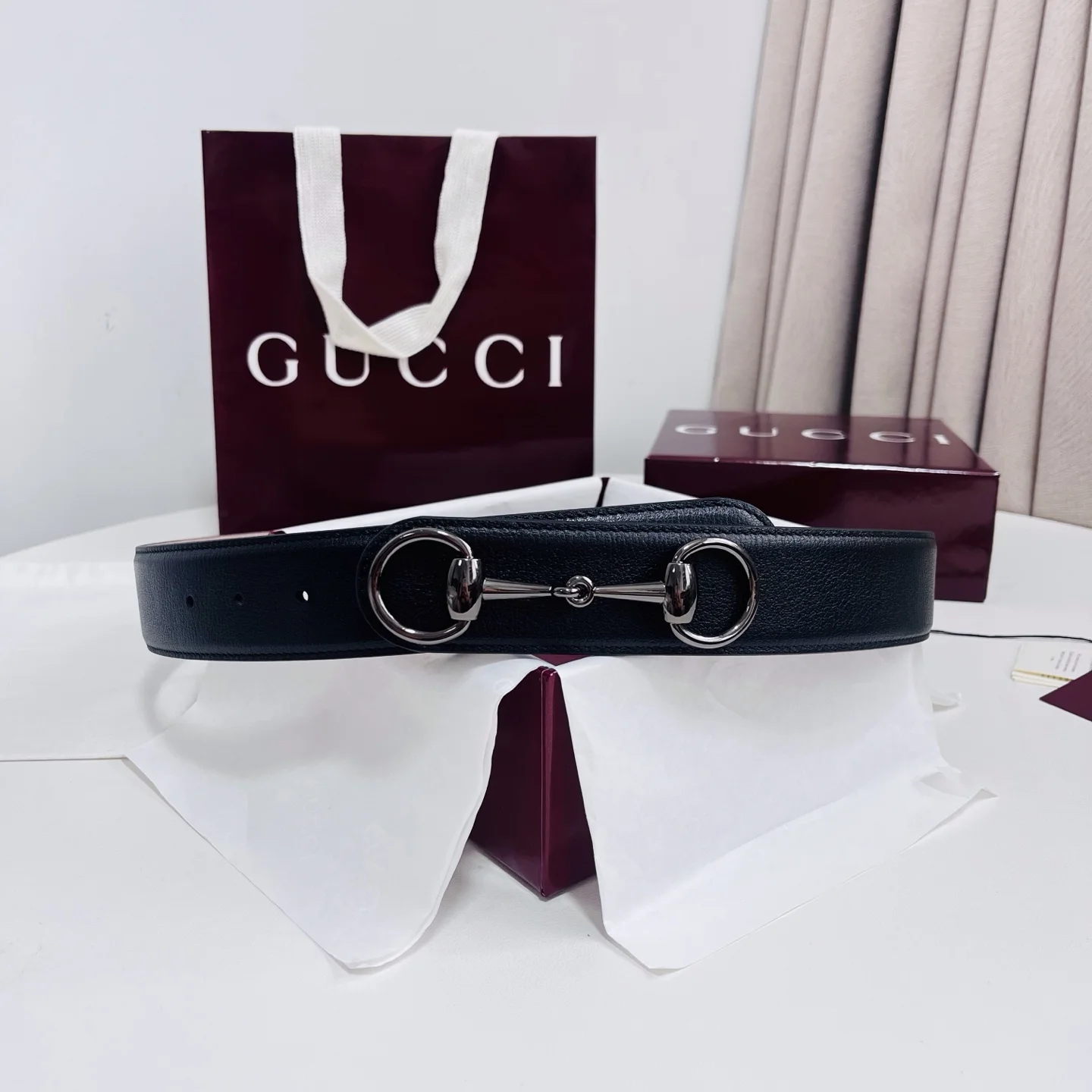 GUCCI Belts Calf Leather Black-Silver A80202609070552 - Image 2