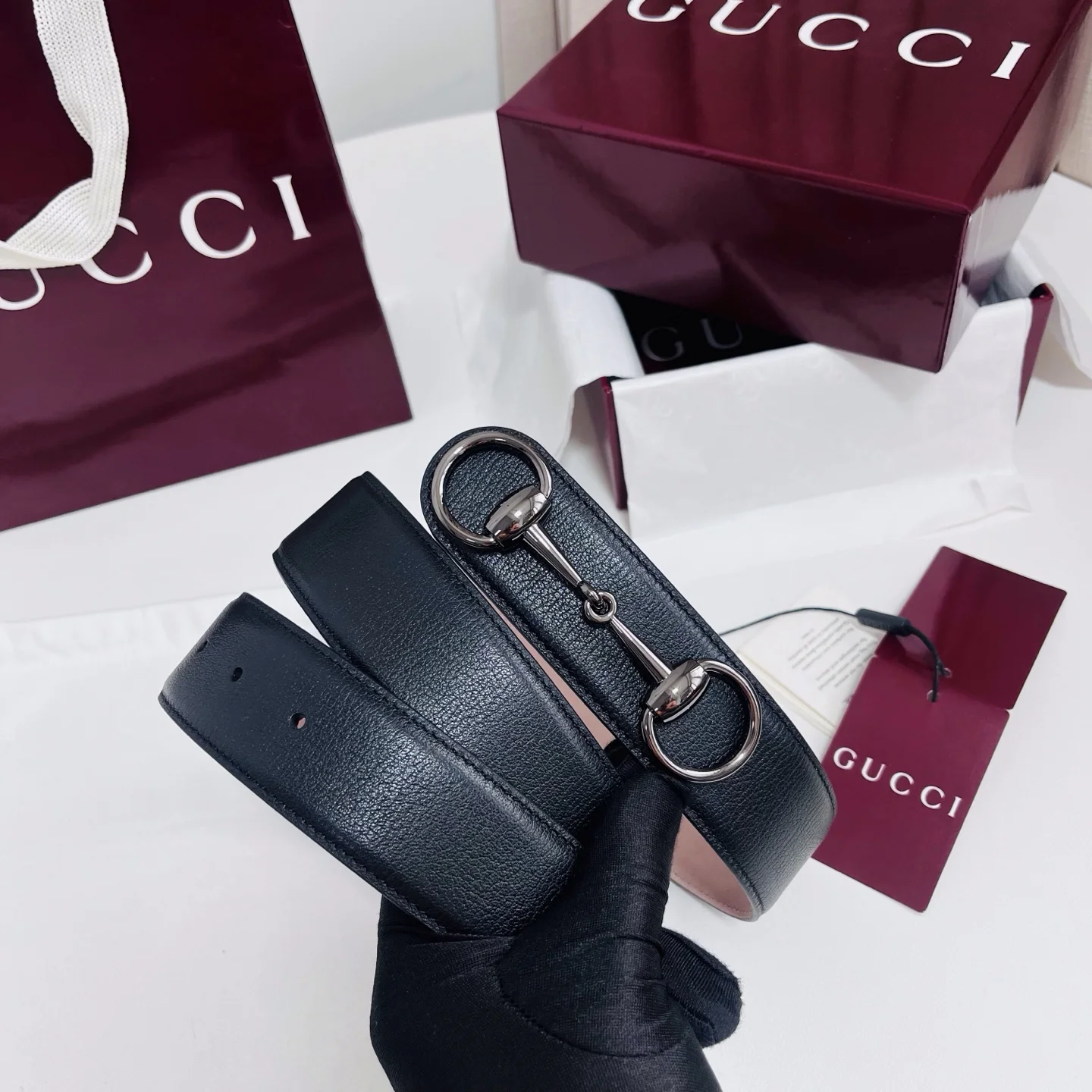 GUCCI Belts Calf Leather Black-Silver A80202609070552 - Image 3