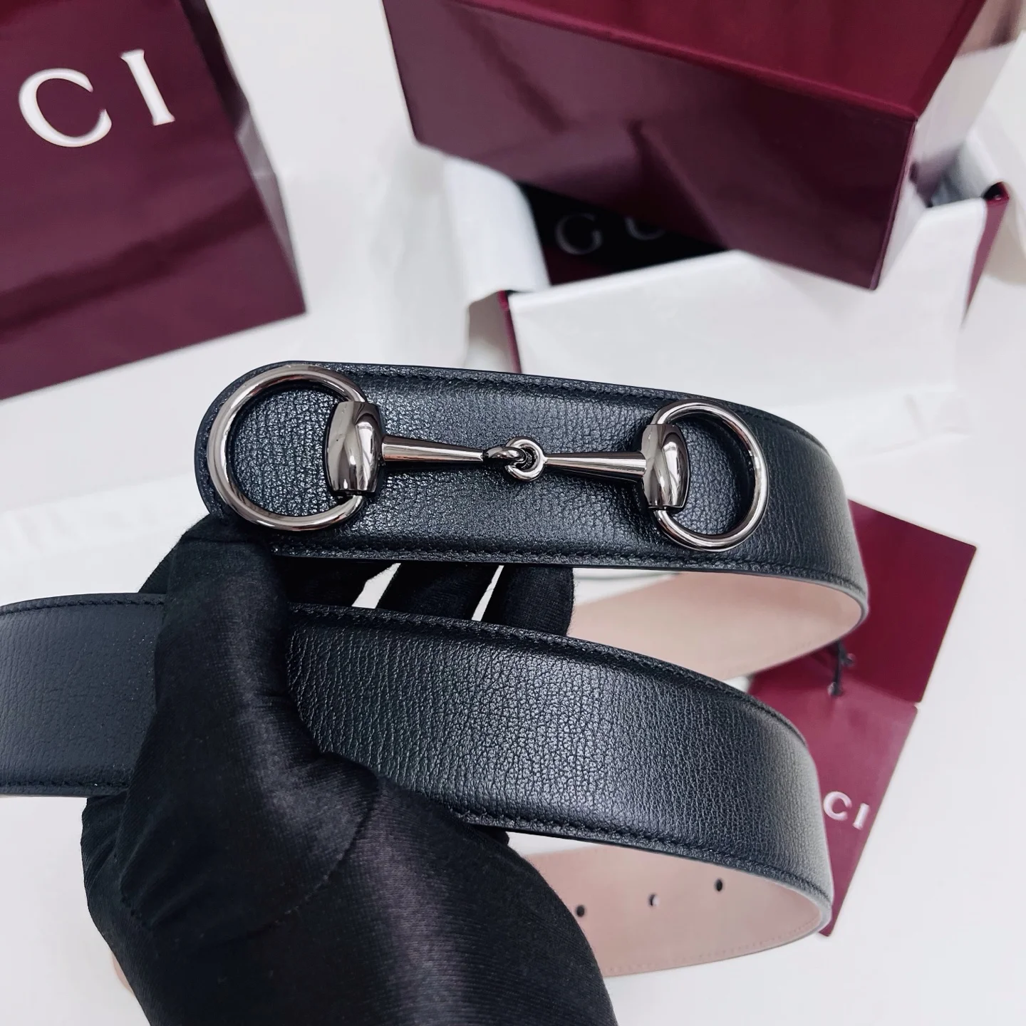 GUCCI Belts Calf Leather Black-Silver A80202609070552 - Image 4
